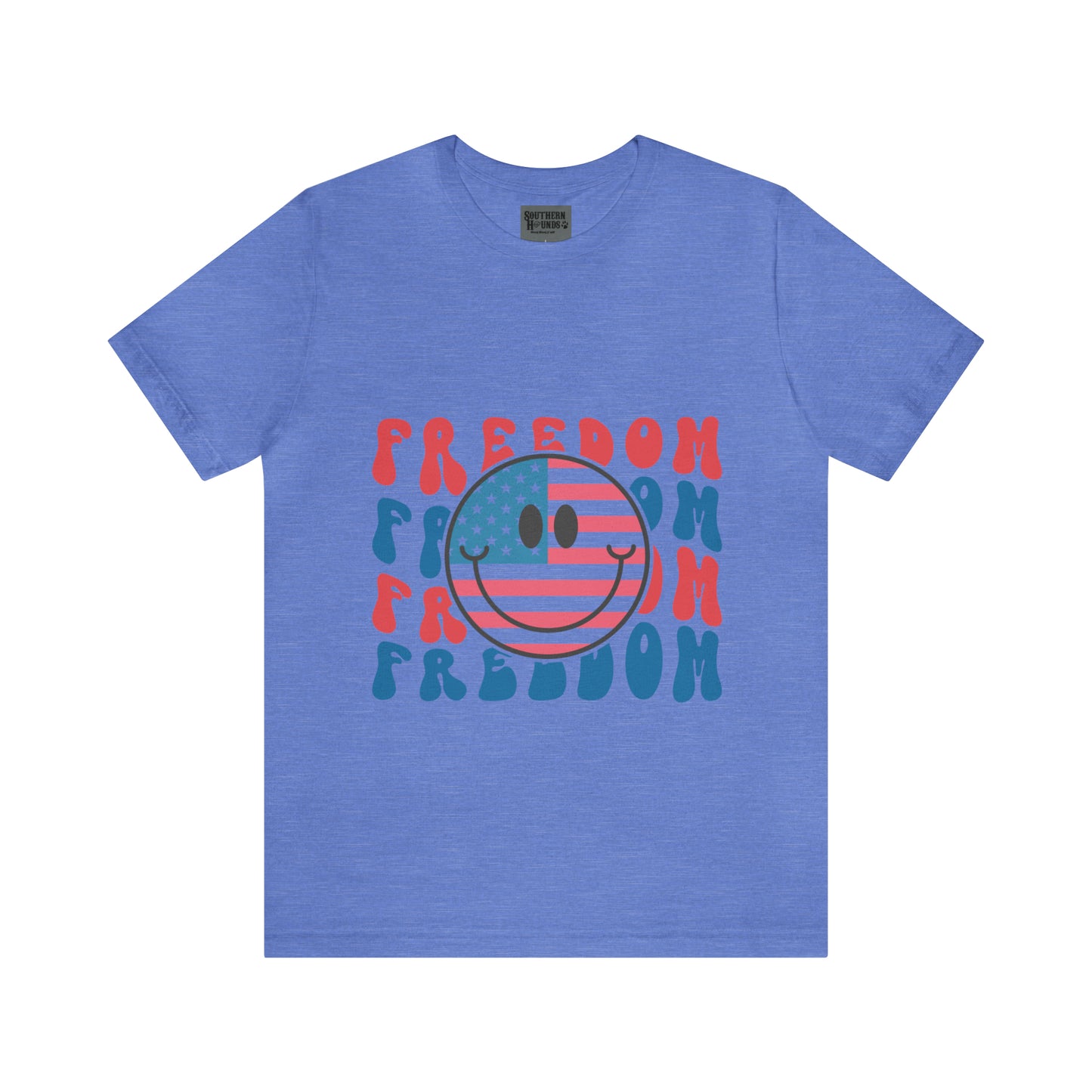 Freedom Smiley Face Flag Unisex Jersey Short Sleeve Tee Patriotic American Flag