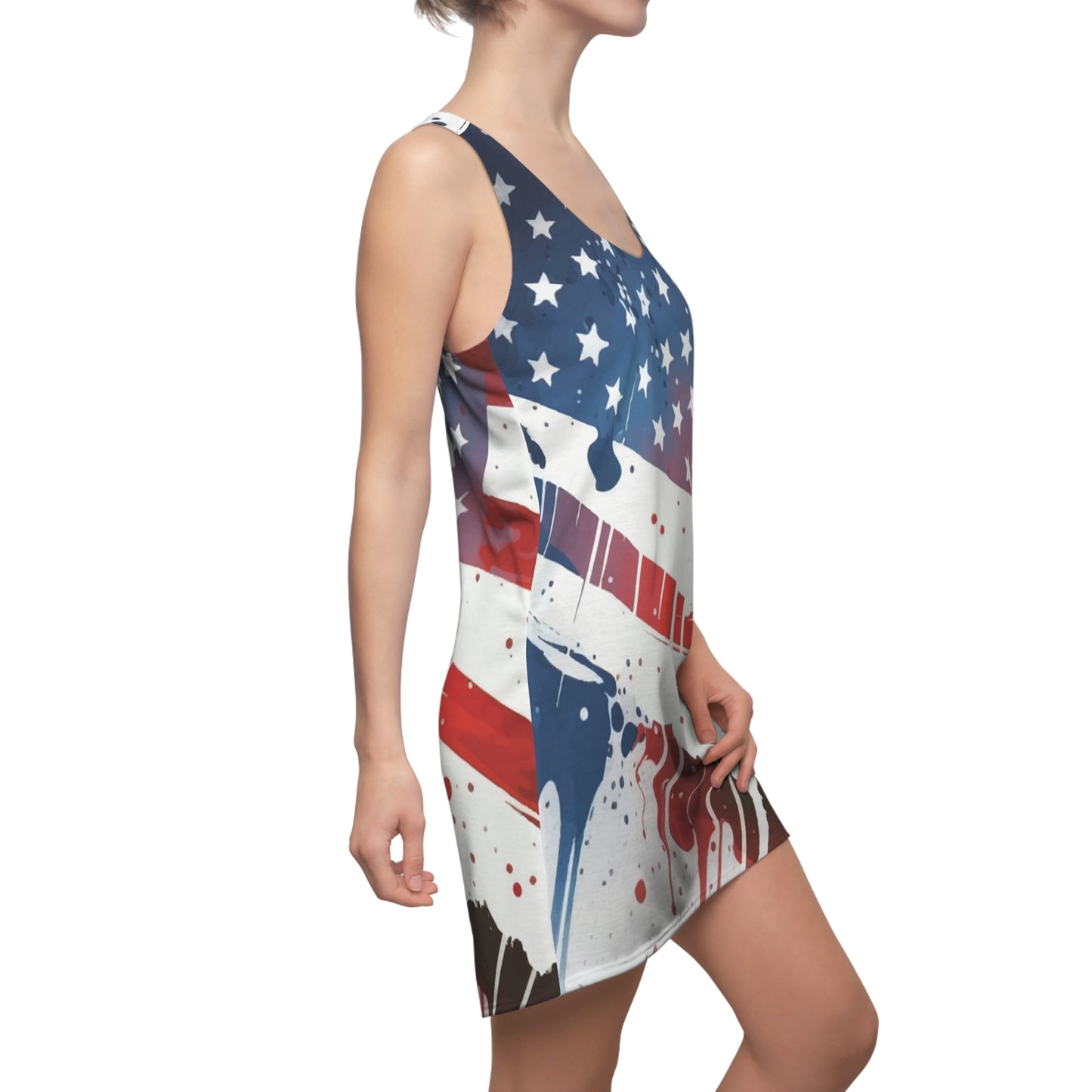 Distressed American flag dress Women's Racerback Dress Patriotic