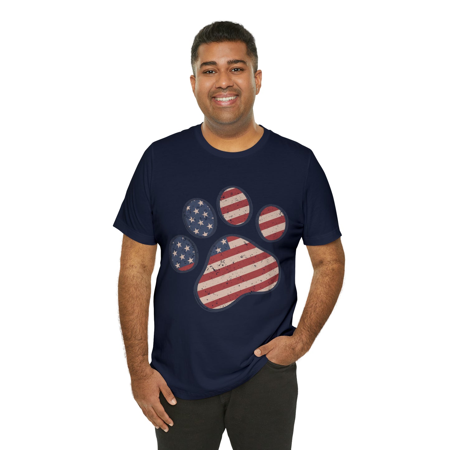 4th of July Pawprint Unisex Jersey Short Sleeve Tee Patriotic American Flag
