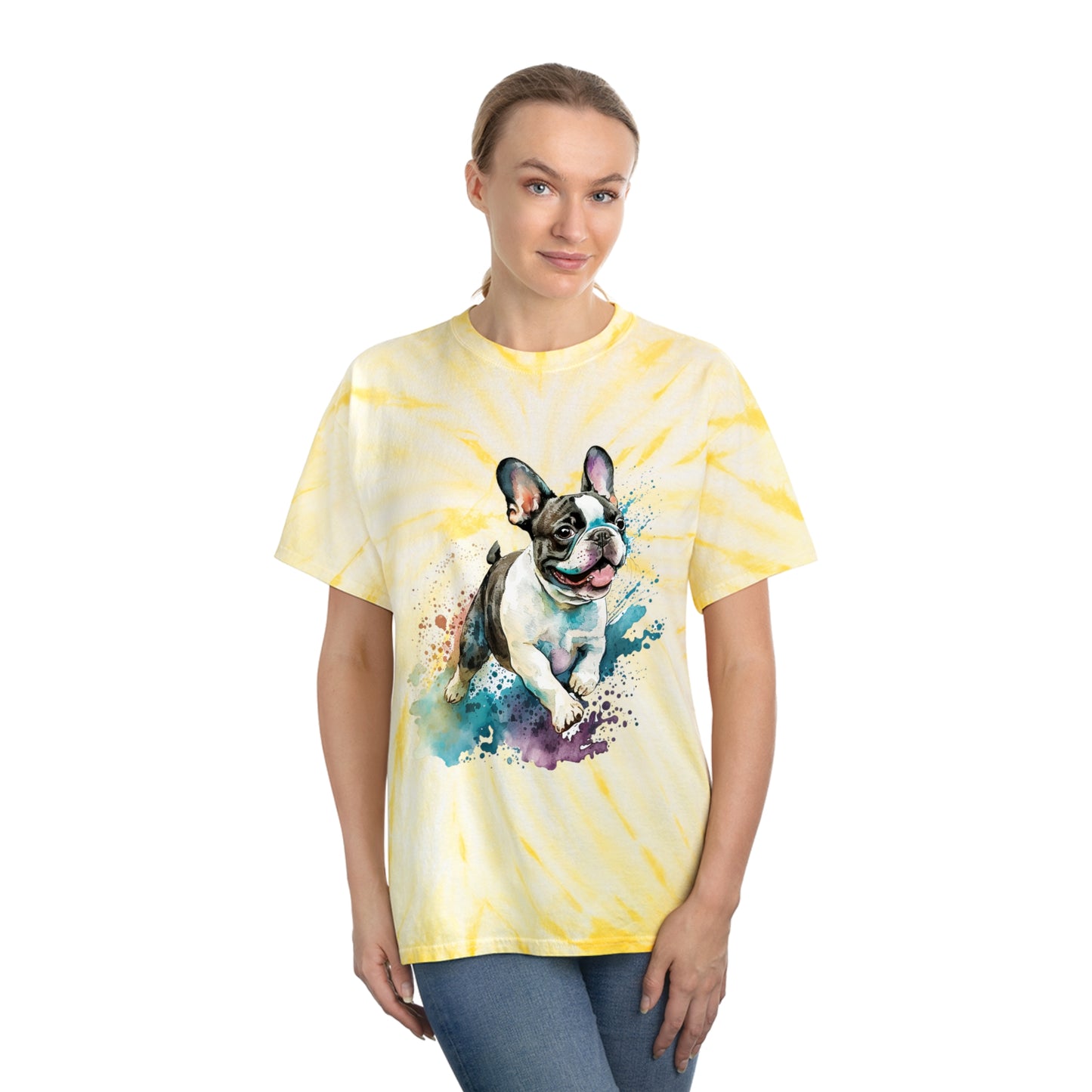 French Bulldog pawprint Love Tie-Dye Tee, Cyclone