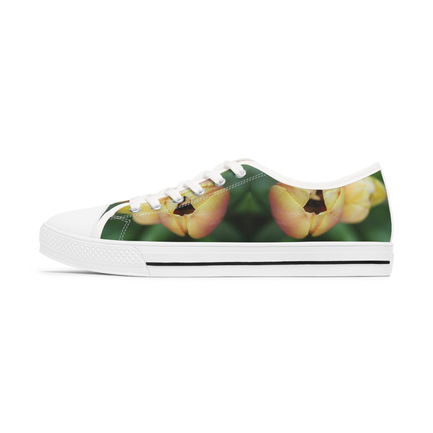 Women's Low Top Sneakers, Tulips, Peach, Yellow, Flowers