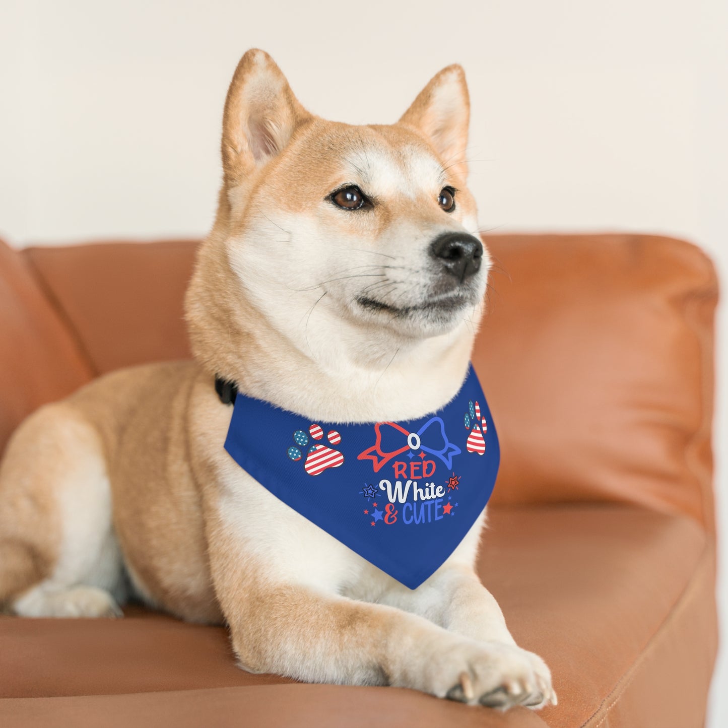 Patriotic Pet Bandana Collar Red White and Cute Bow July 4th Patriotic