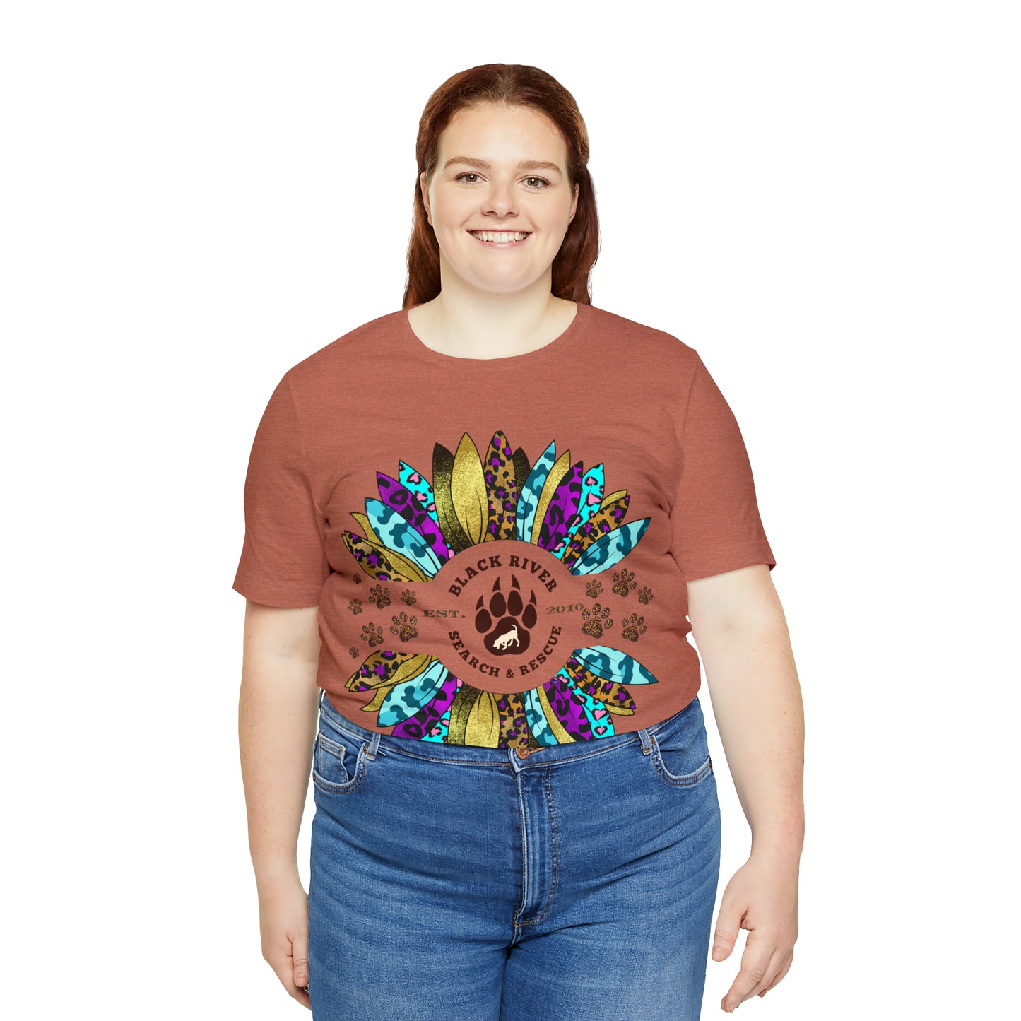 Black River Search & Rescue Logo Multicolor Sunflower Unisex Jersey Short Sleeve Tee