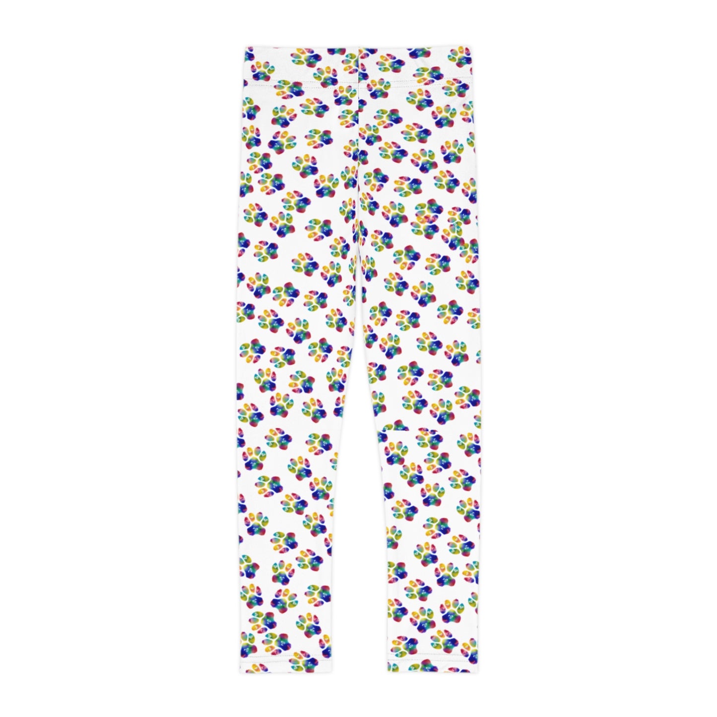 Girls colorful paw print leggings. Cute paw prints for any cat or dog lover.