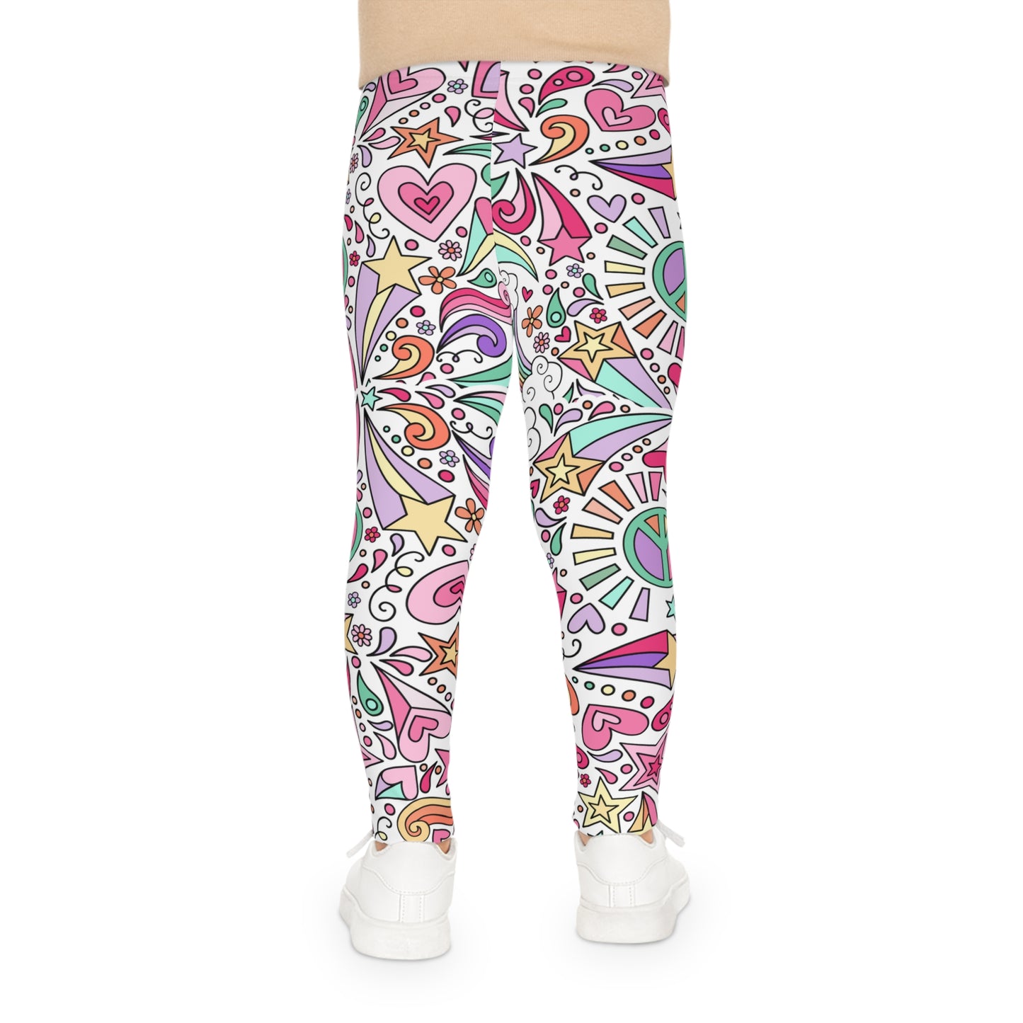 Kids Leggings Pastel retro design with peace sign and stars