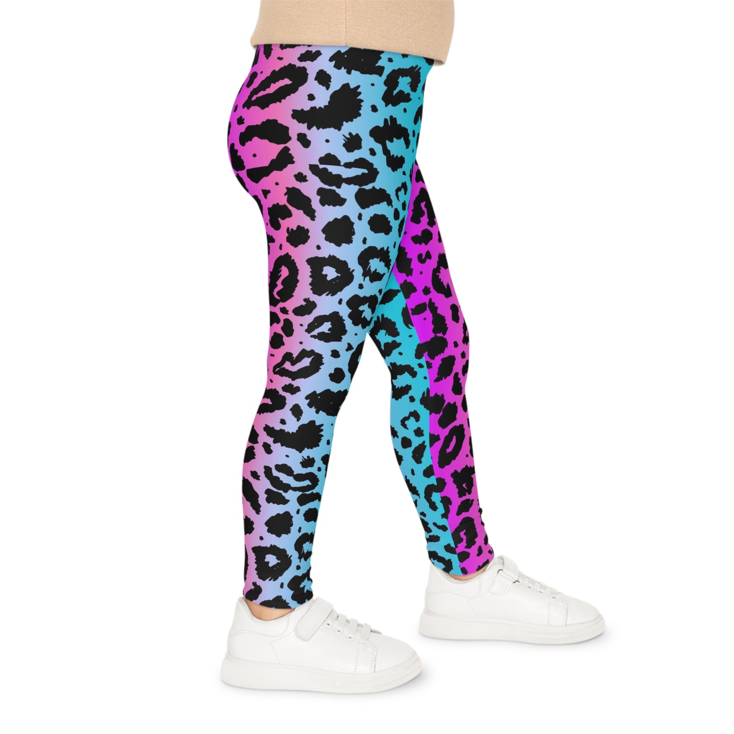 Pink and Blue Leopard Print Kids Leggings