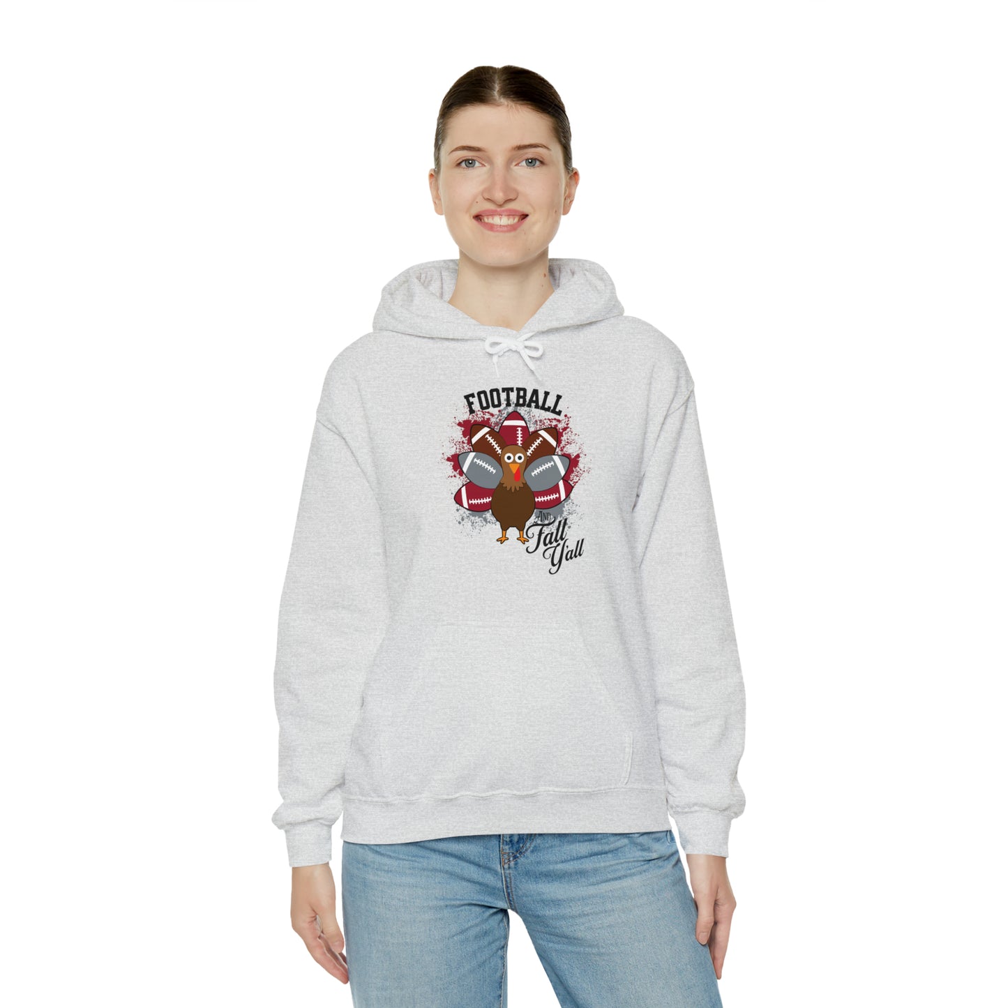 Custom Crimson and Gray Football and Fall Hooded Sweatshirt