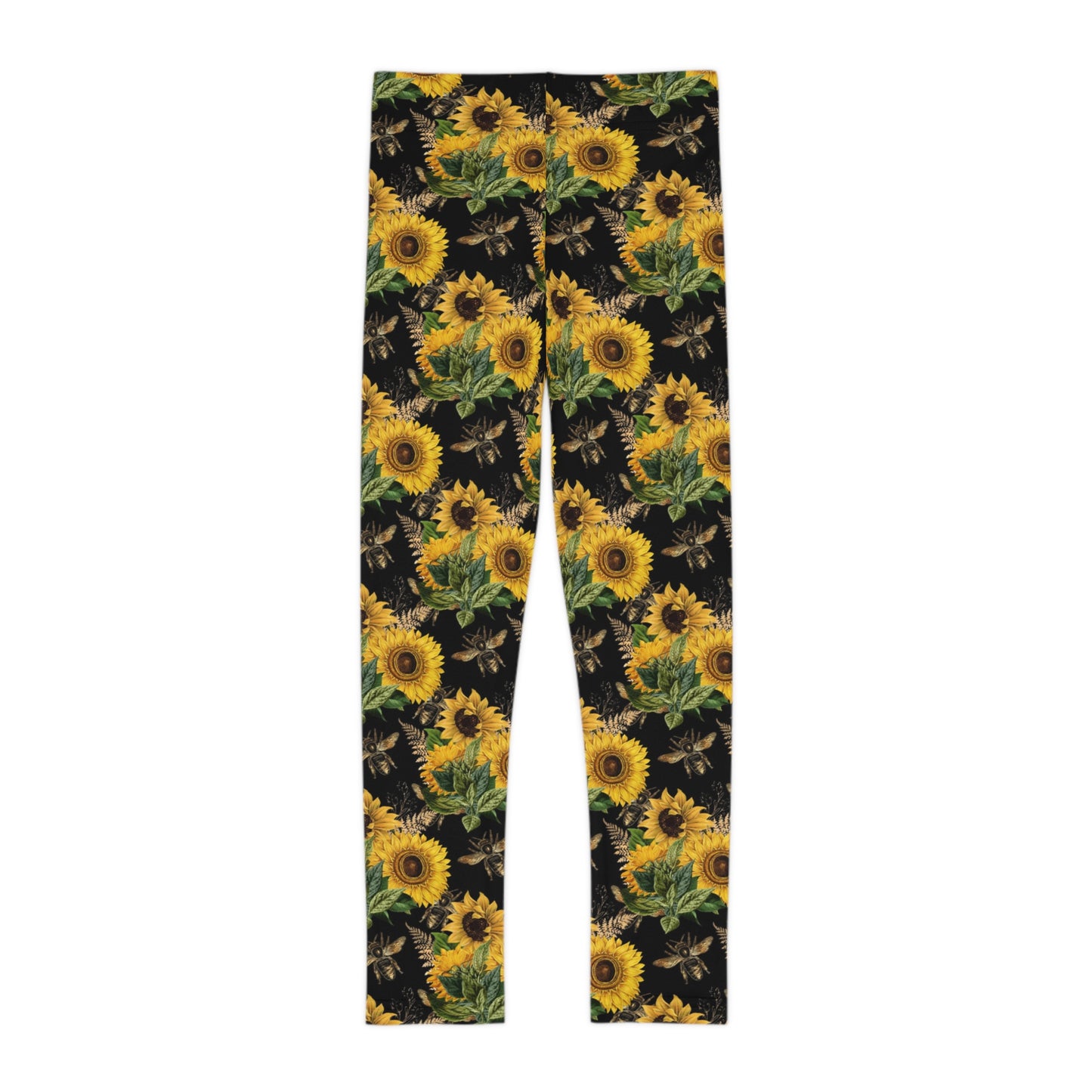 Girl's colorful sunflower bee leggings.