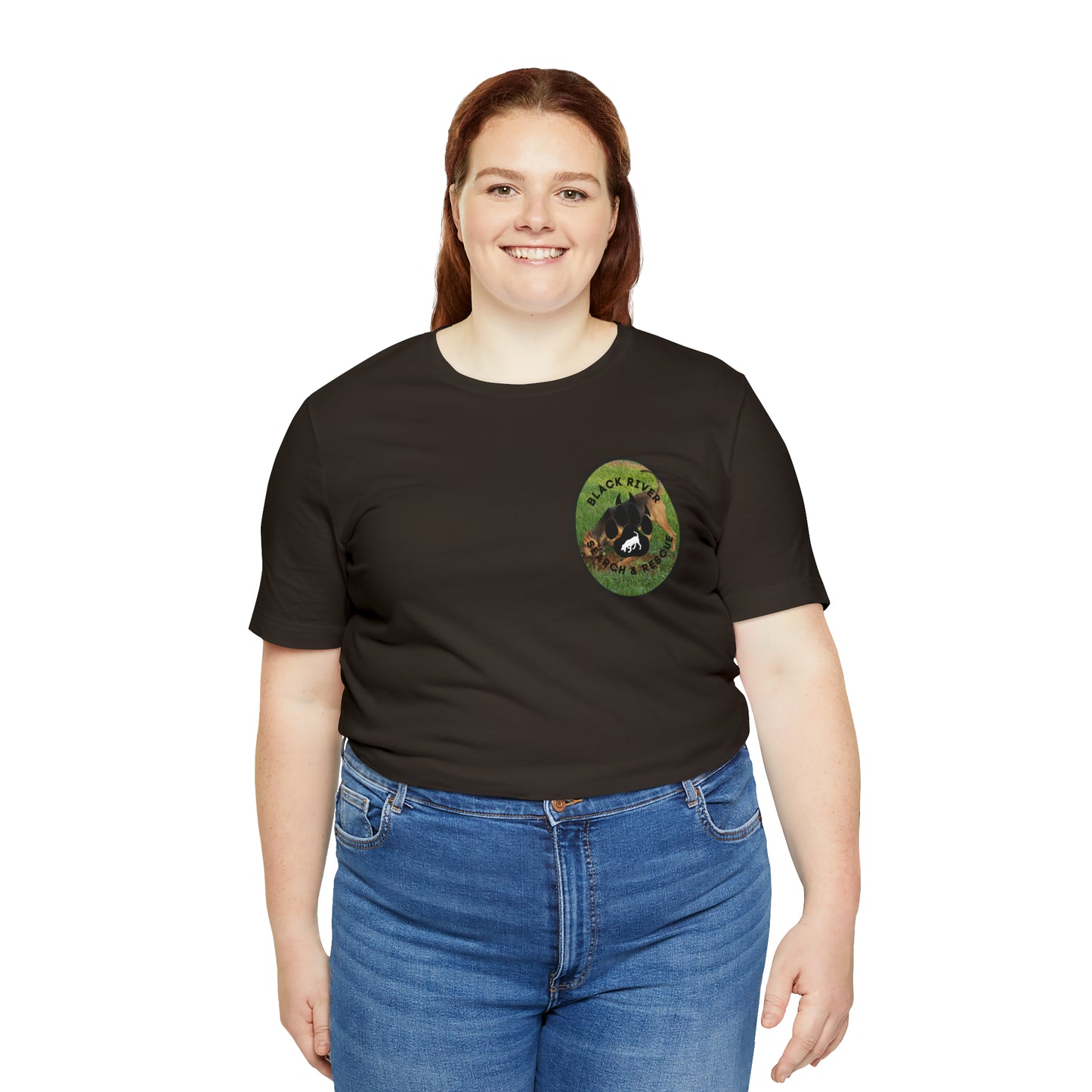 Black River Search & Rescue Logo with Lucy Unisex Jersey Short Sleeve Tee