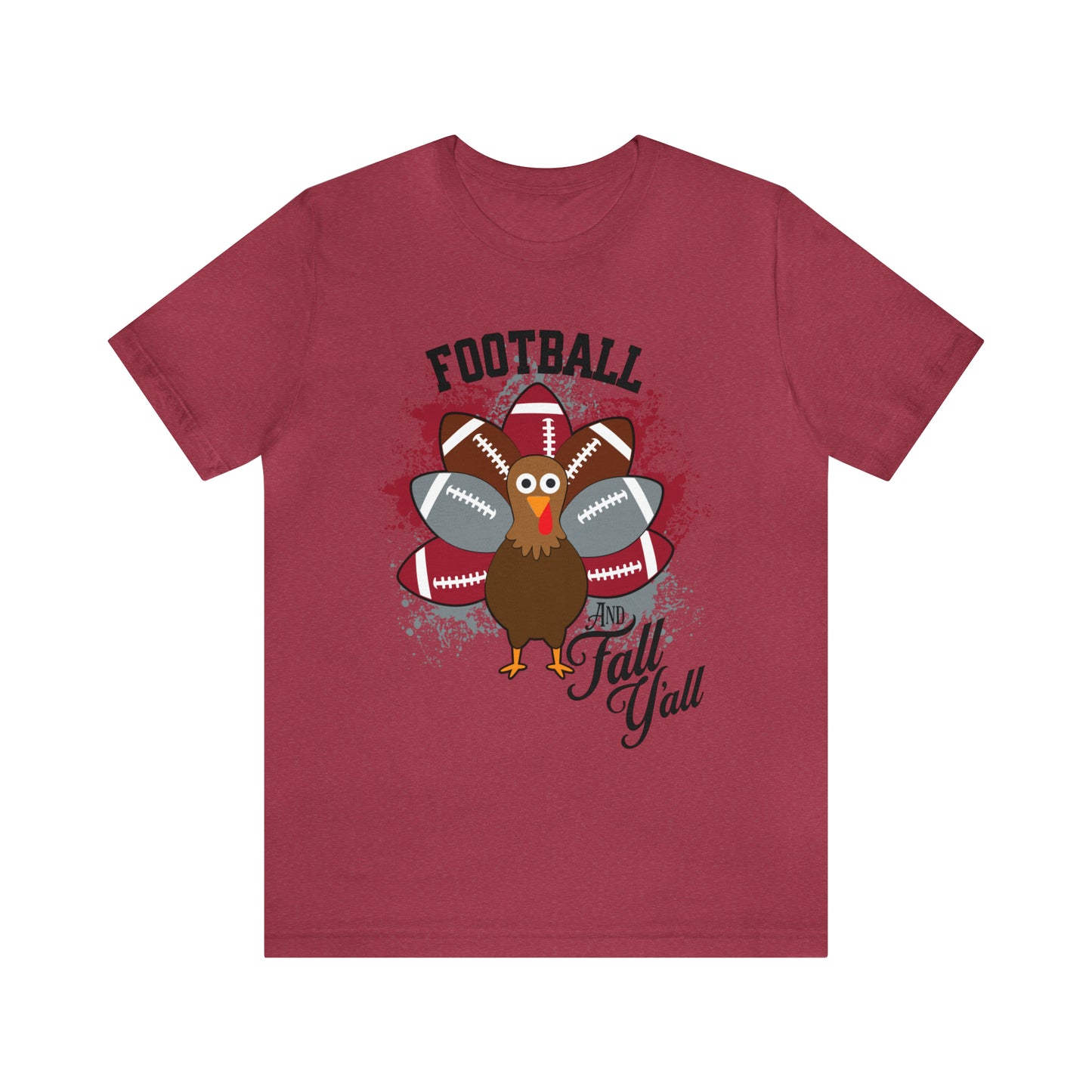 Custom Crimson and Gray Football and Fall Short Sleeve Tee, Football and turkey shirt, Alabama