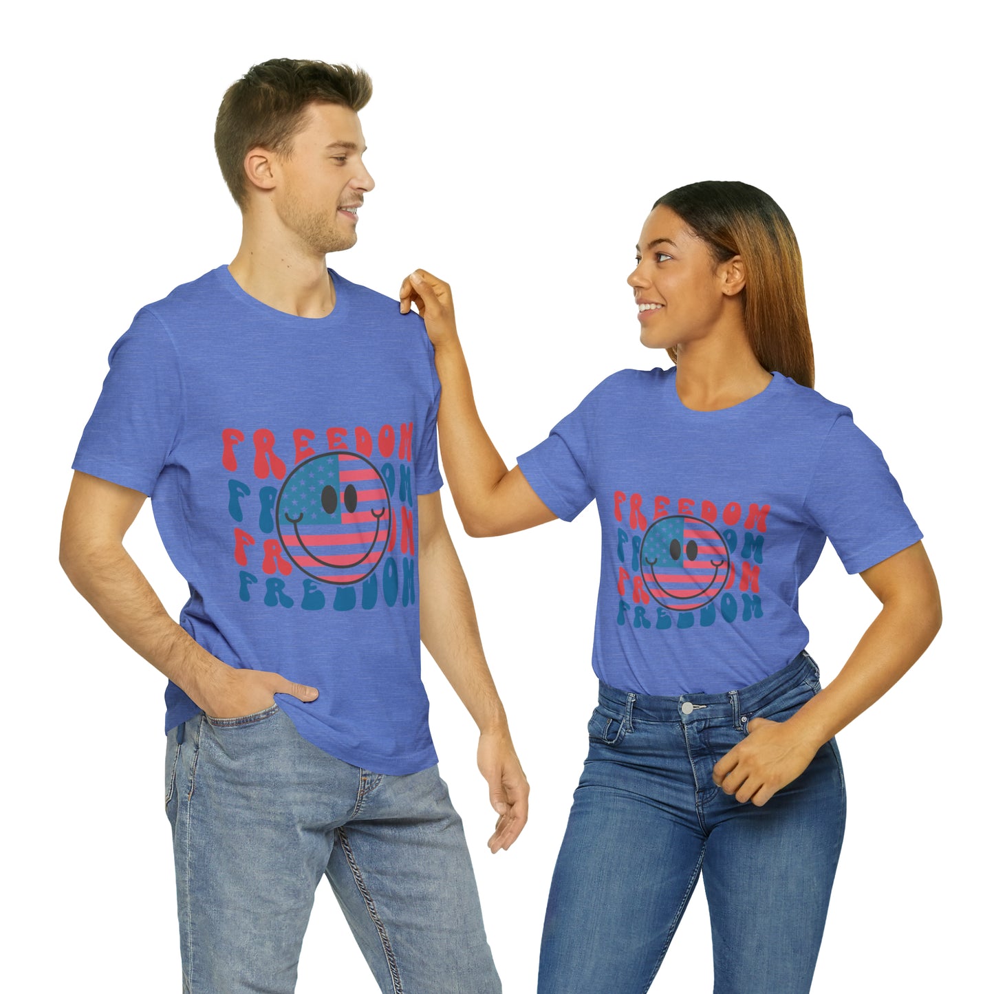 Freedom Smiley Face Flag Unisex Jersey Short Sleeve Tee Patriotic American Flag