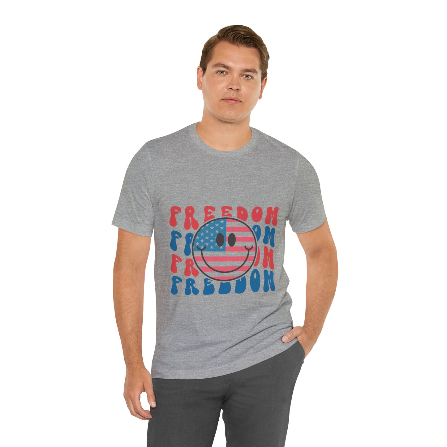 Freedom Smiley Face Flag Unisex Jersey Short Sleeve Tee Patriotic American Flag