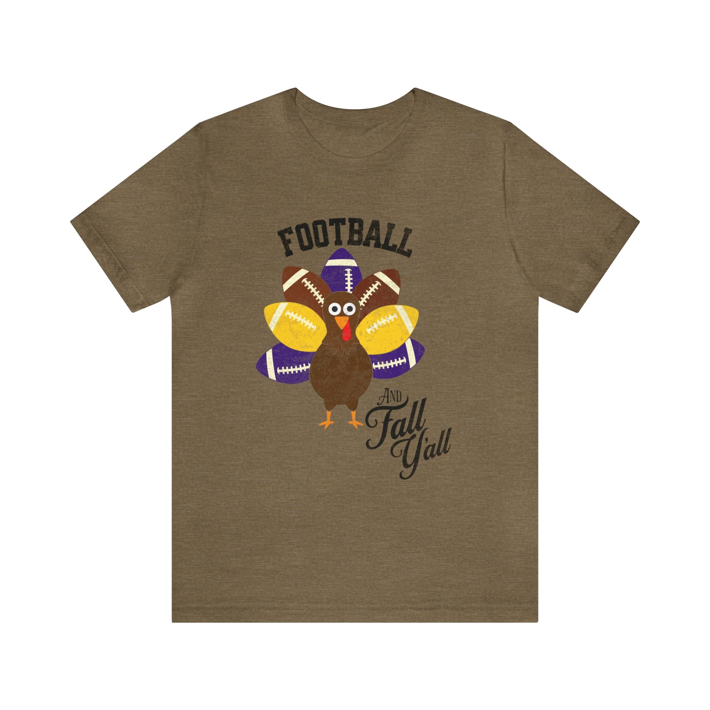 Vintage Purple and Yellow Football and Fall Short Sleeve Tee, Football and turkey shirt, LSU