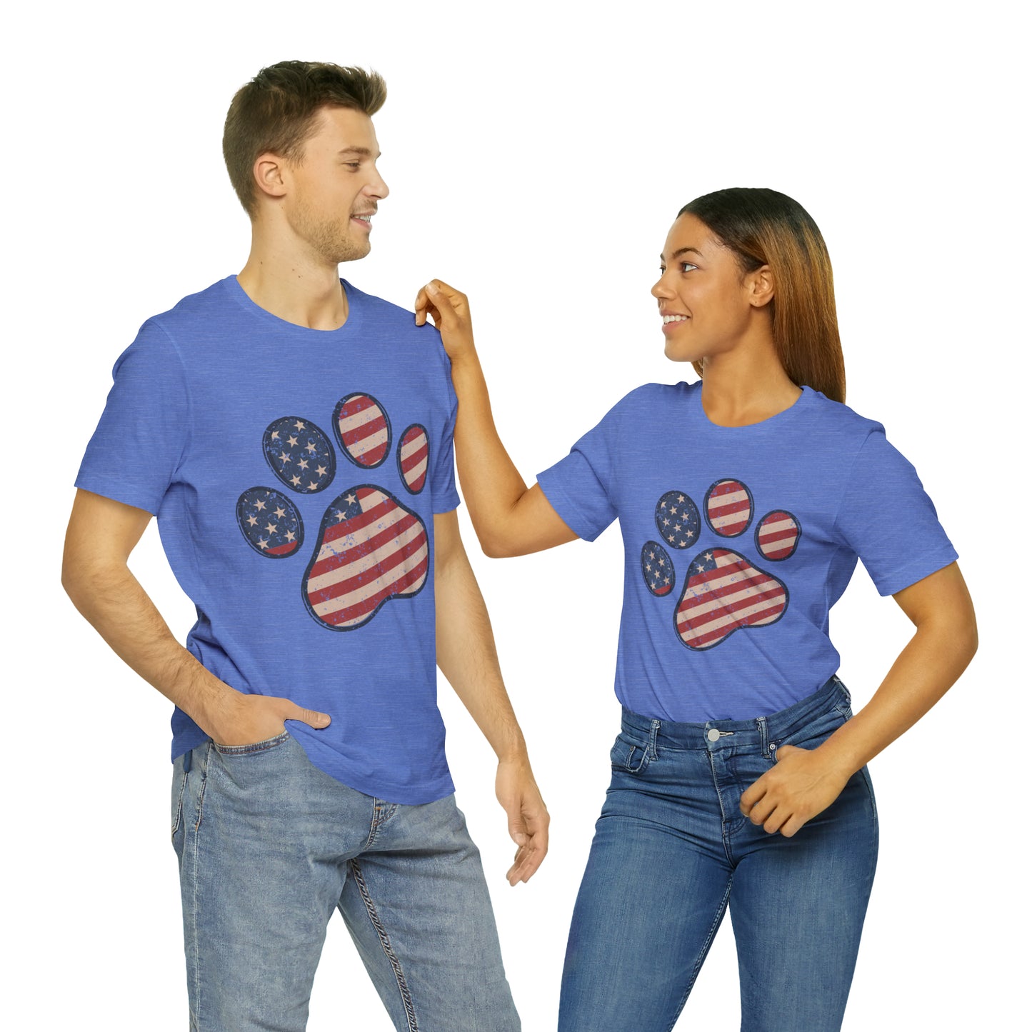 4th of July Pawprint Unisex Jersey Short Sleeve Tee Patriotic American Flag
