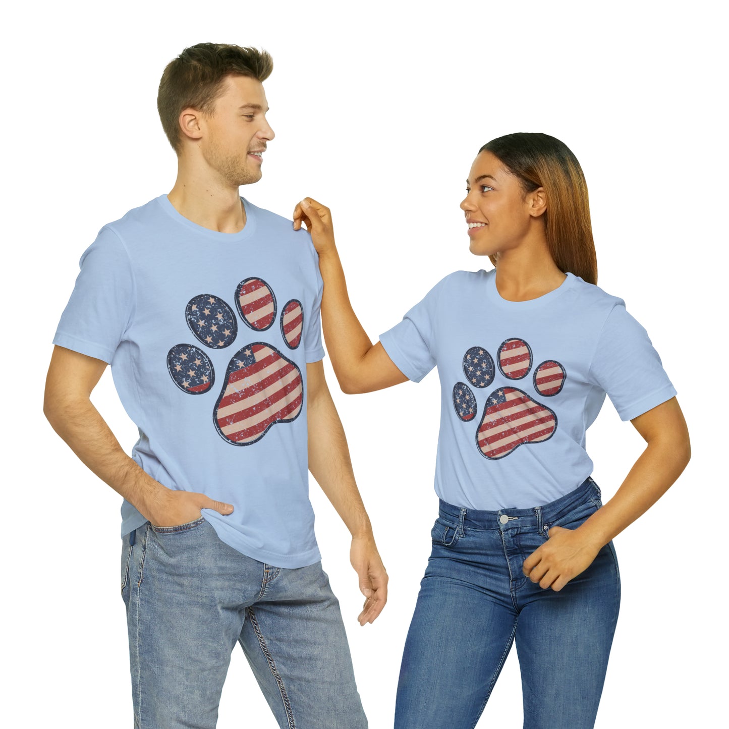 4th of July Pawprint Unisex Jersey Short Sleeve Tee Patriotic American Flag