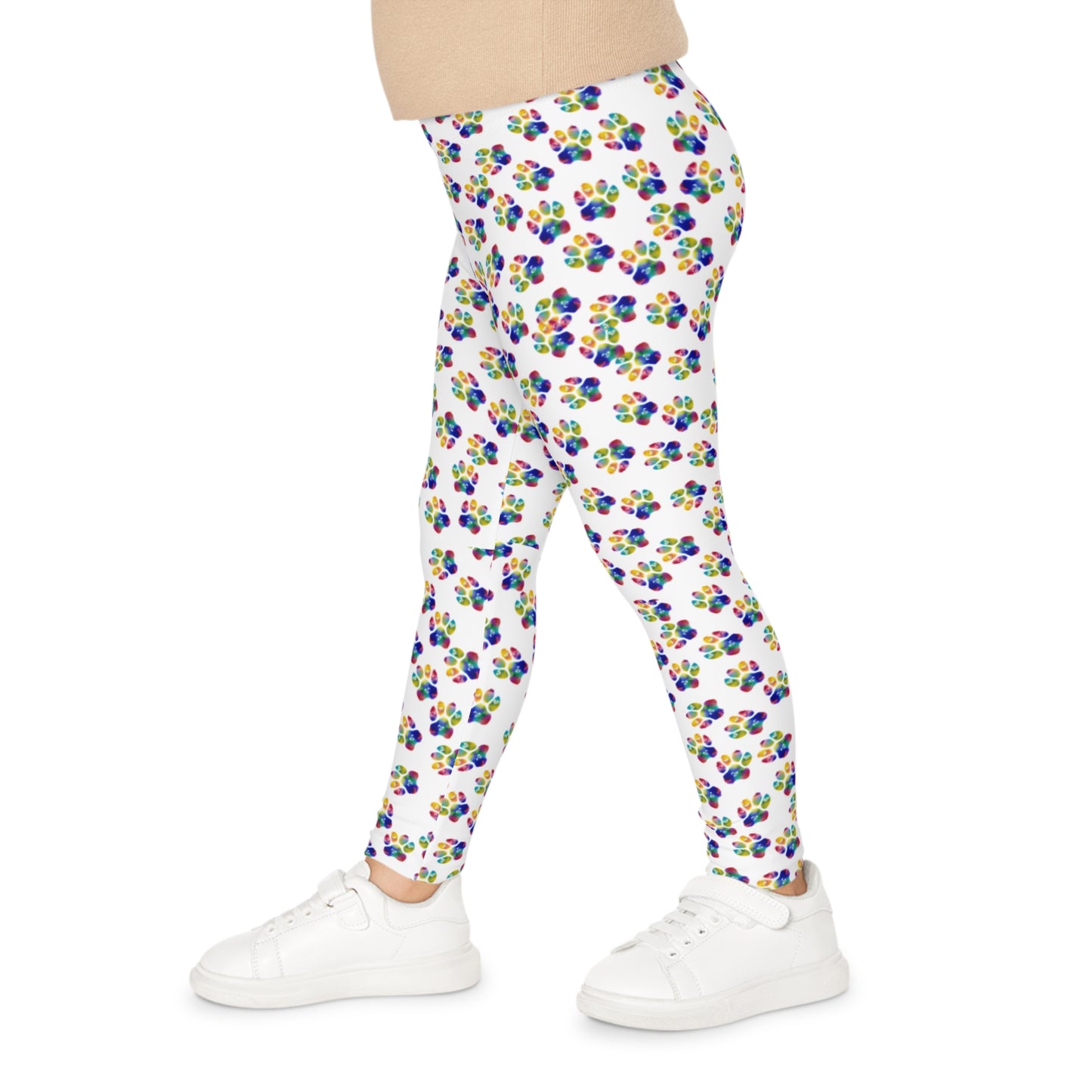 Girls colorful paw print leggings. Cute paw prints for any cat or dog lover.