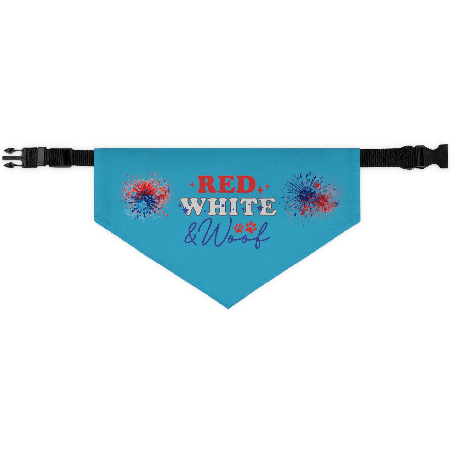 Turquoise 4th of July Patriotic Pet Bandana Collar Red White and Woof