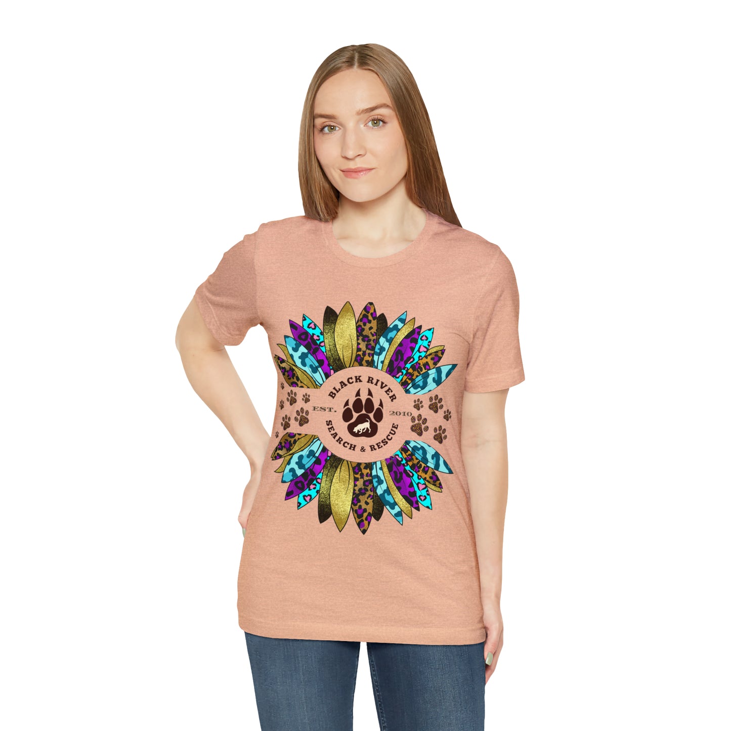 Black River Search & Rescue Logo Multicolor Sunflower Unisex Jersey Short Sleeve Tee