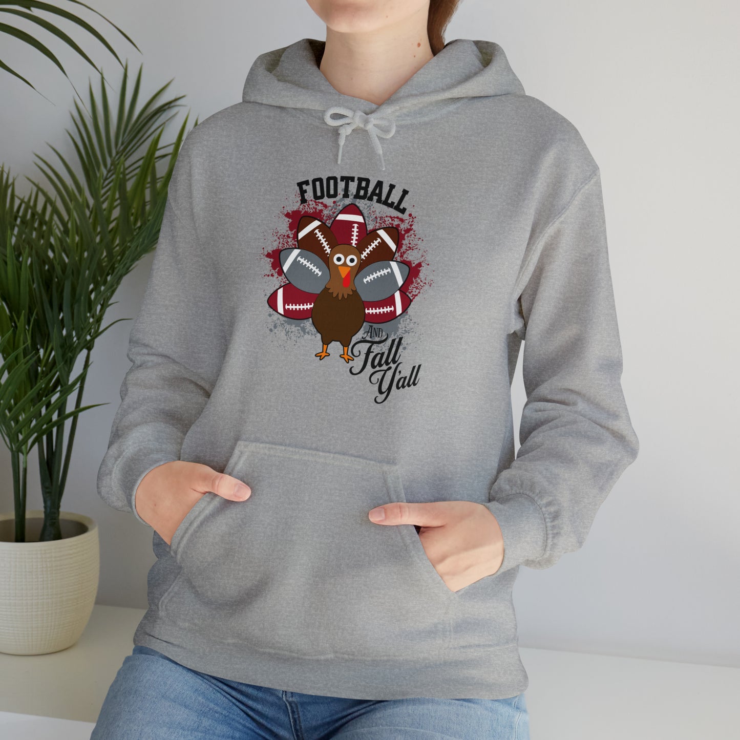 Custom Crimson and Gray Football and Fall Hooded Sweatshirt