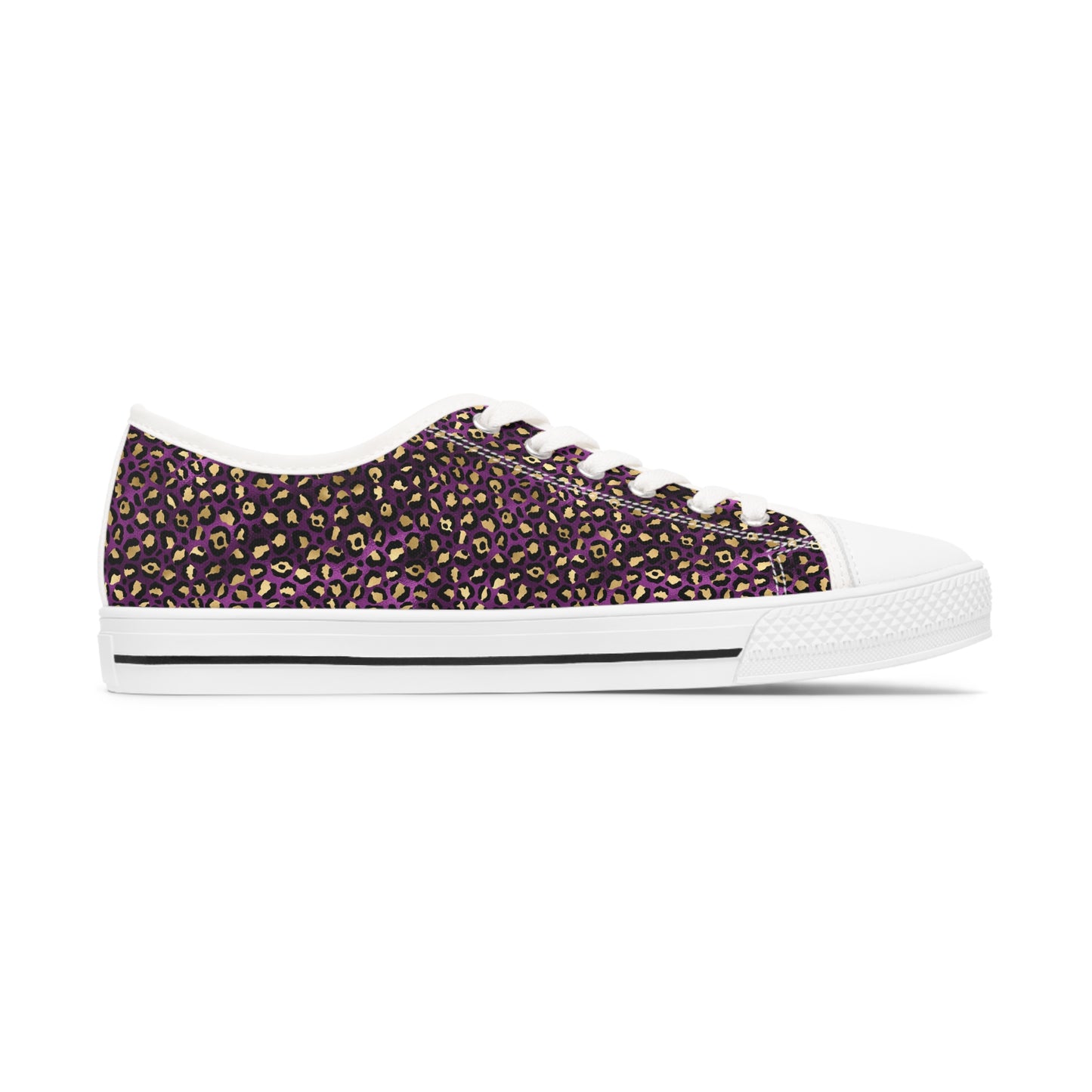 Women's Low Top Purple and gold Leopard Print Sneakers