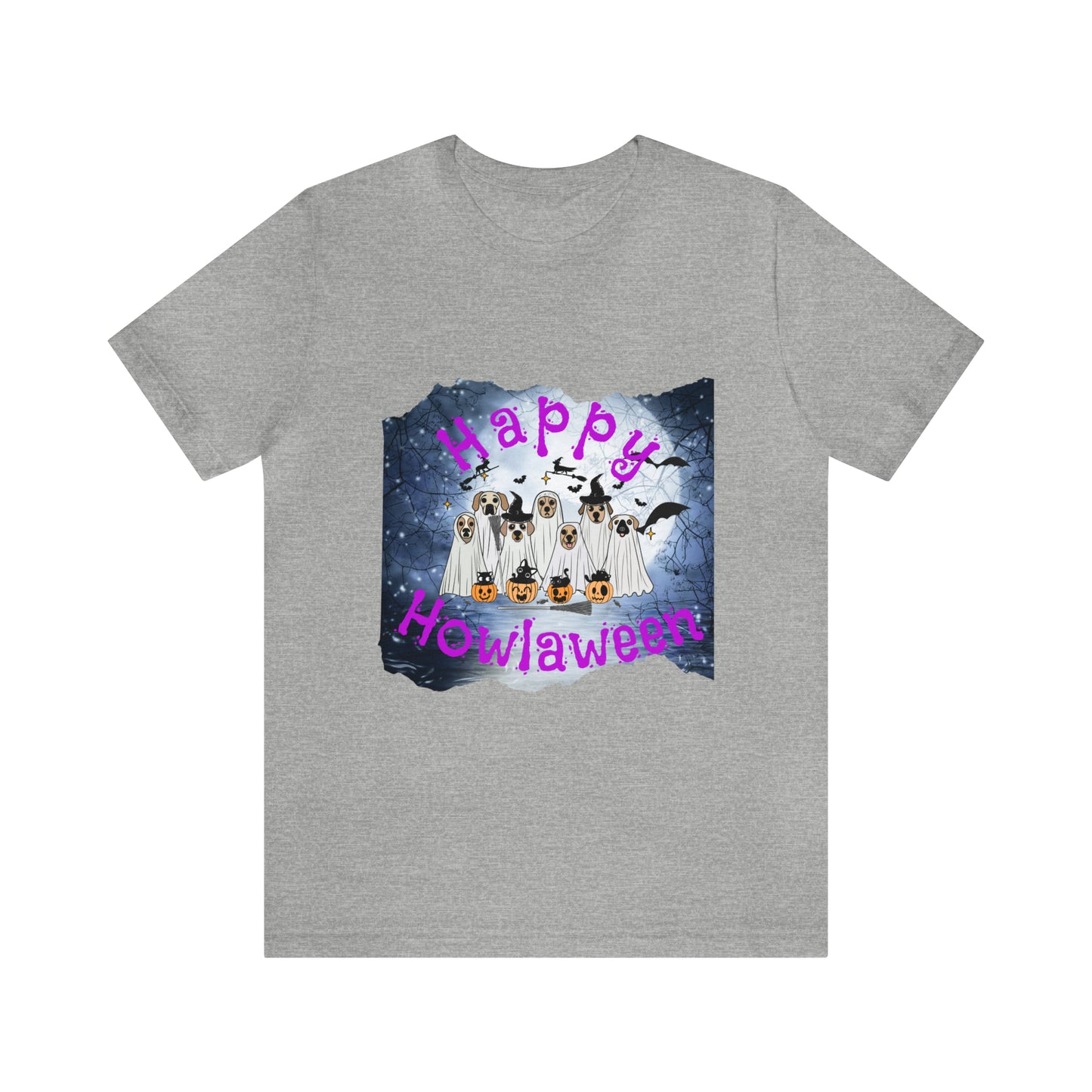 Happy Howlaween Dog Purple Short Sleeve Tee, Halloween shirt