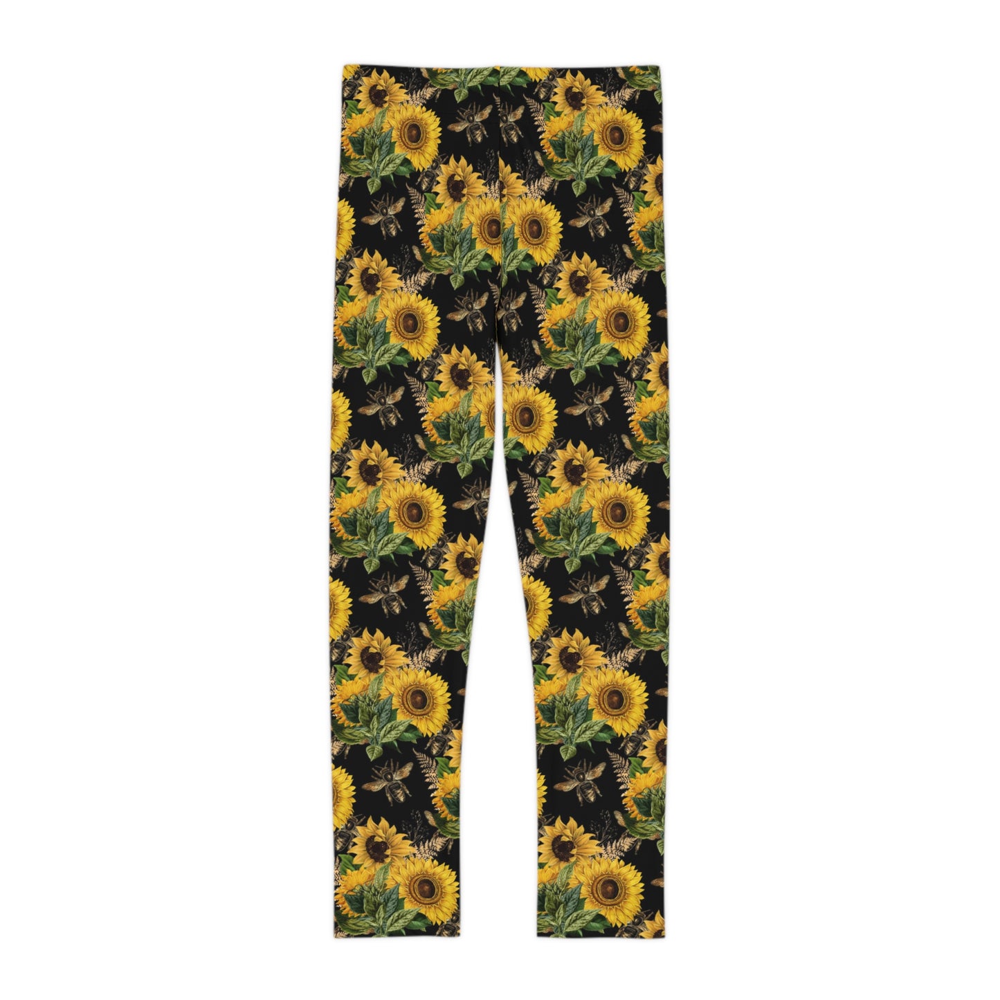 Girl's colorful sunflower bee leggings.