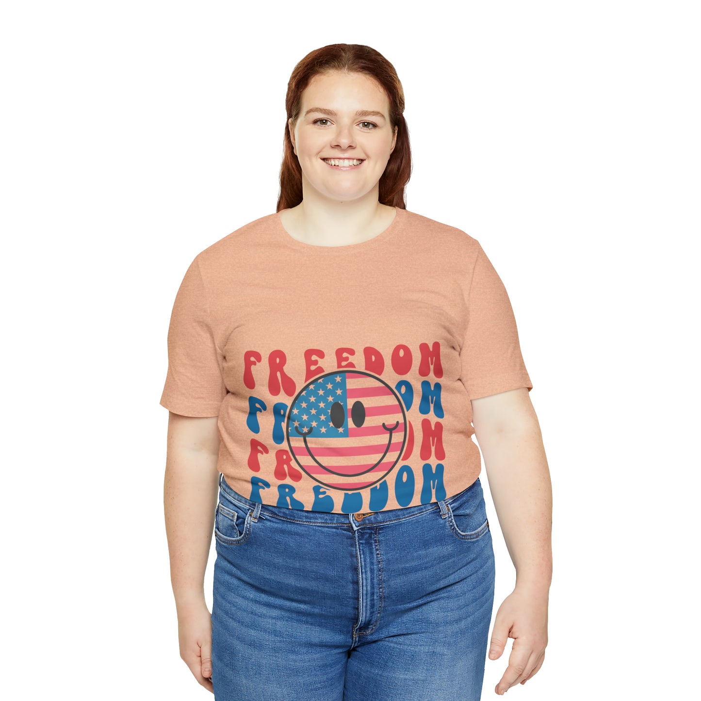 Freedom Smiley Face Flag Unisex Jersey Short Sleeve Tee Patriotic American Flag