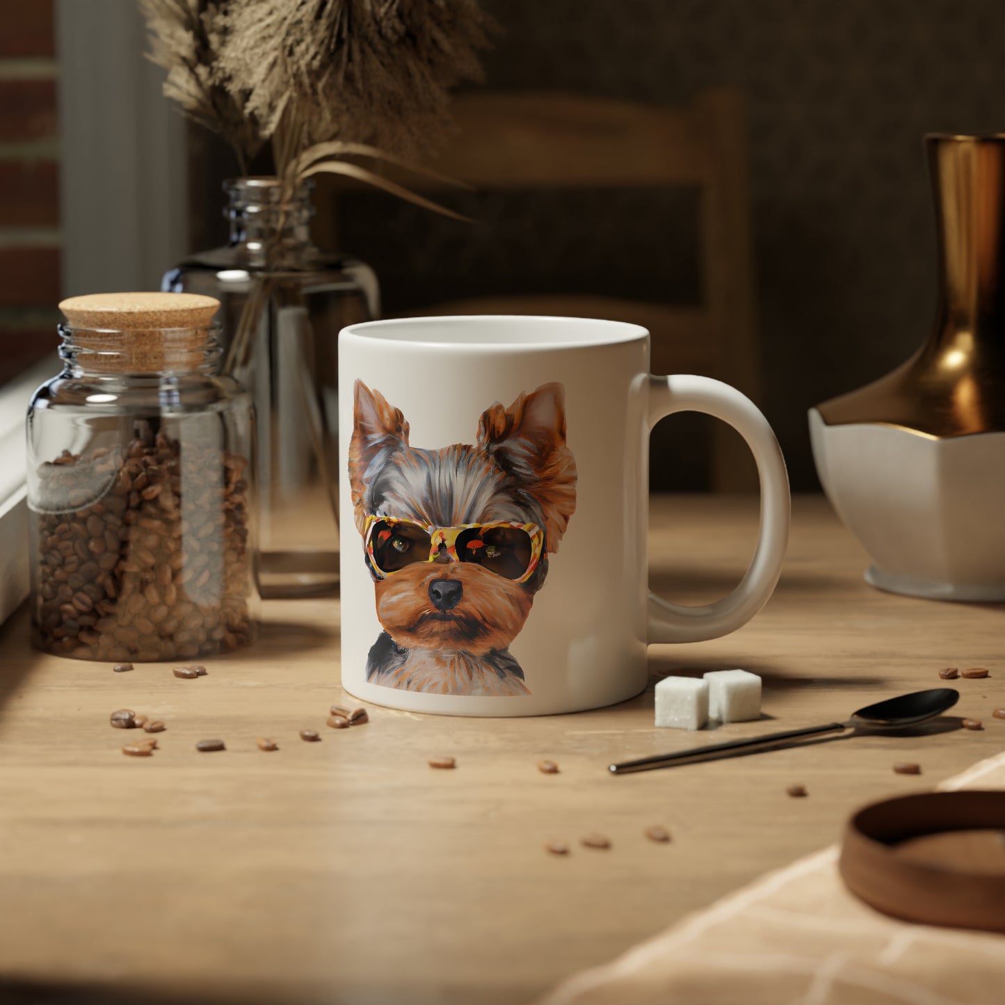Jumbo Mug, 20oz, Yorkie with sunglasses
