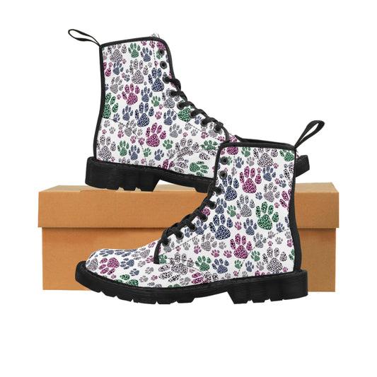 Women's Canvas Boots Leopard paw prints multicolor