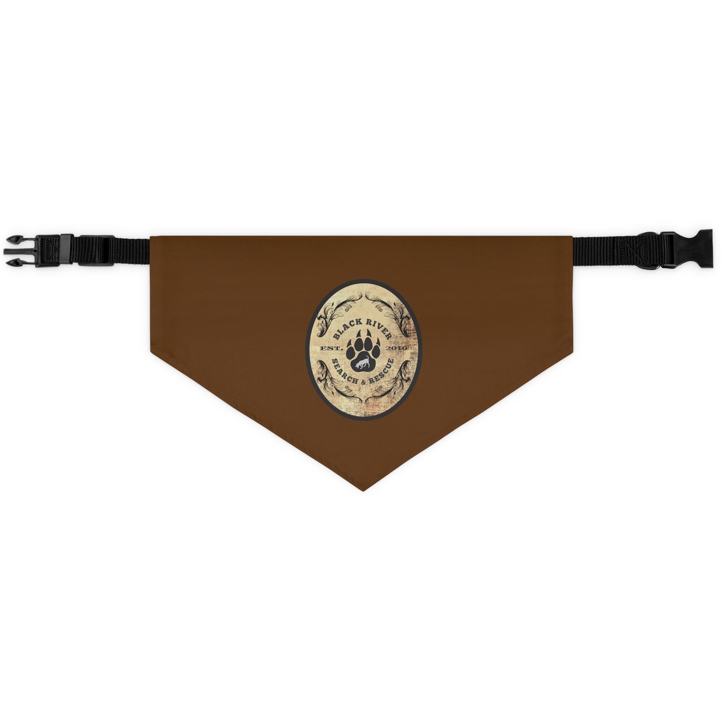 Brown Black River Search & Rescue Logo Pet Bandana Collar