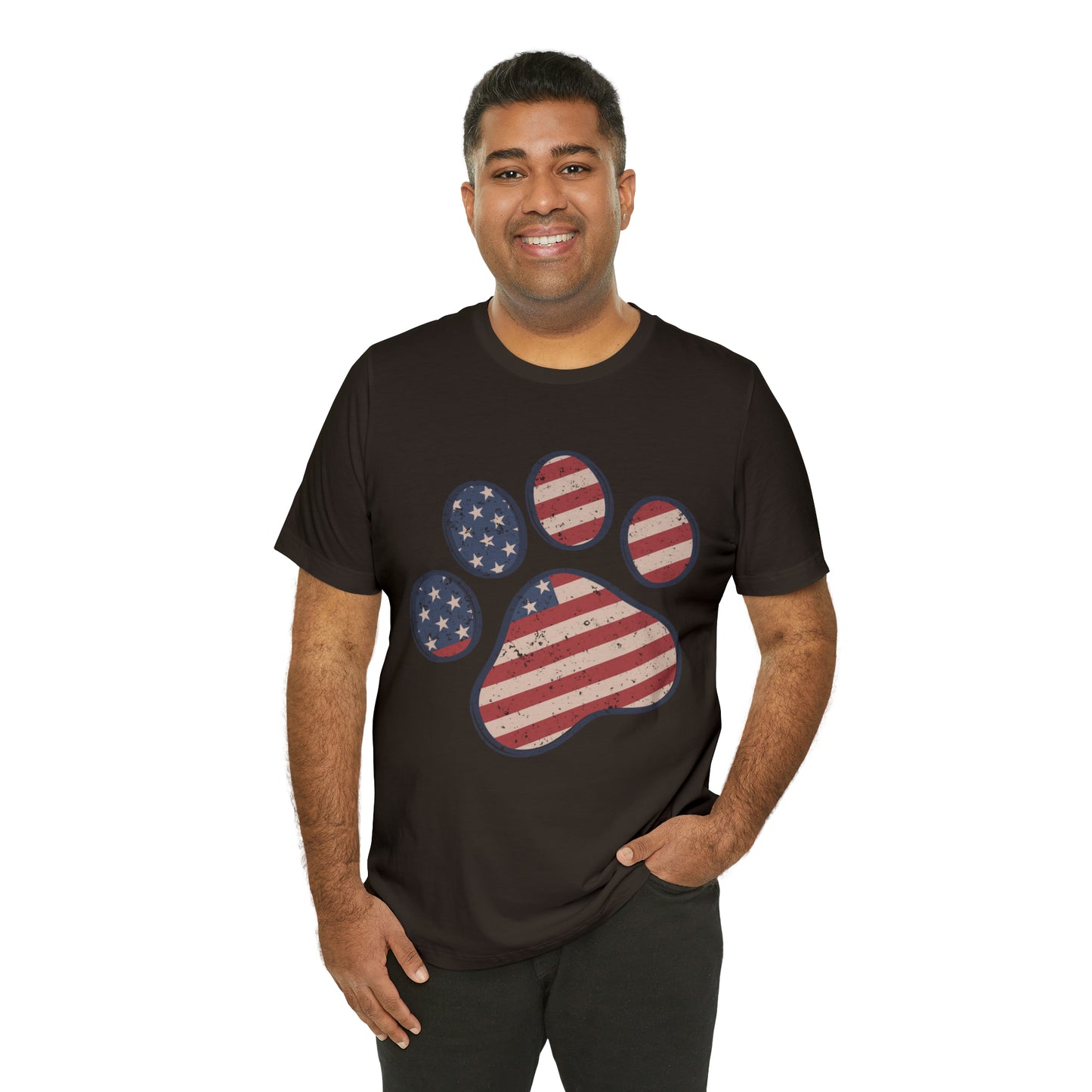 4th of July Pawprint Unisex Jersey Short Sleeve Tee Patriotic American Flag