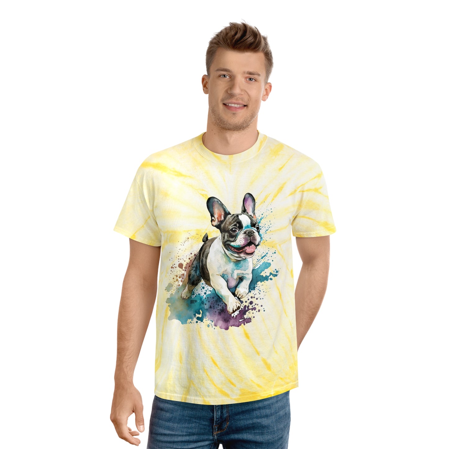 French Bulldog pawprint Love Tie-Dye Tee, Cyclone