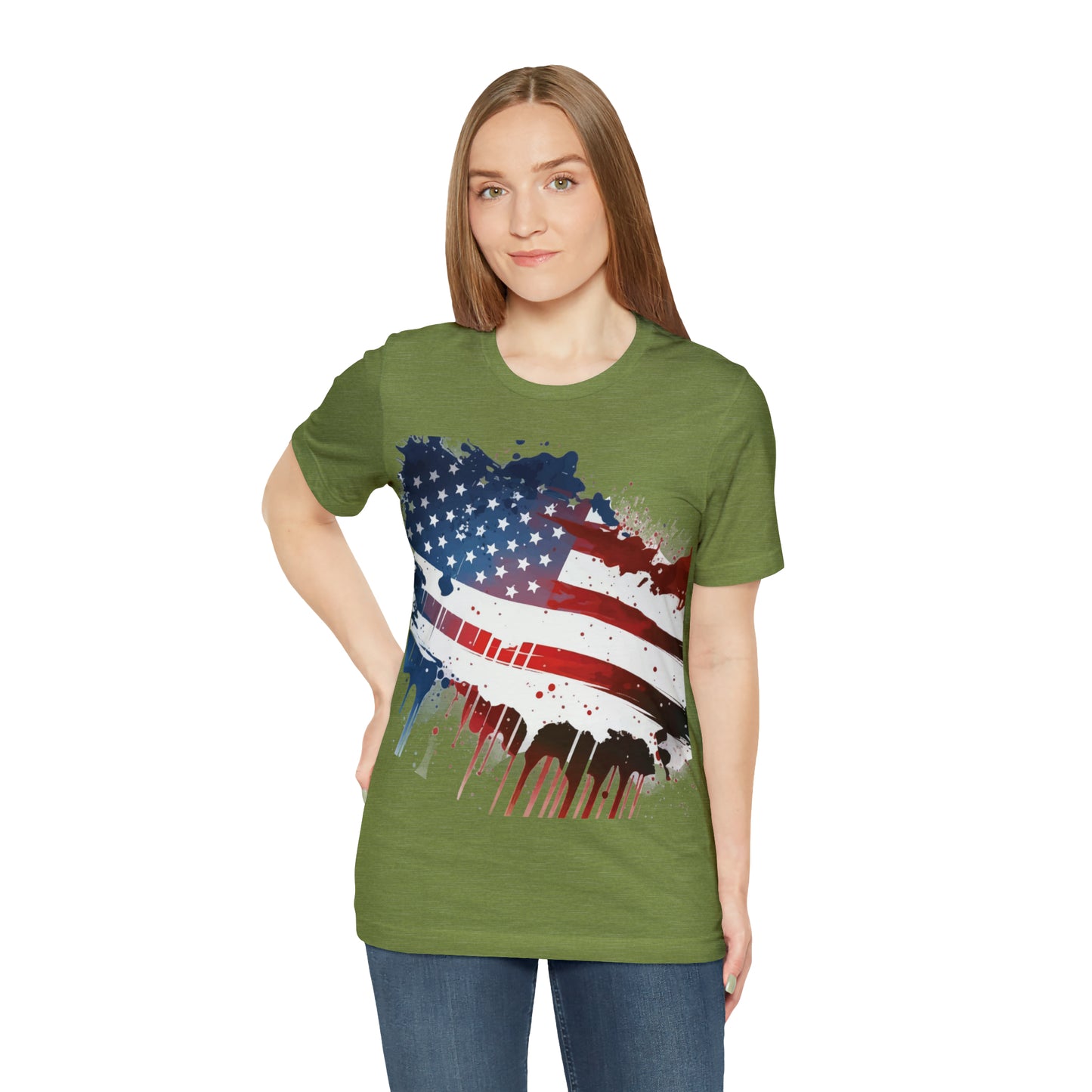 American Flag Unisex Jersey Short Sleeve Tee Patriotic July 4th