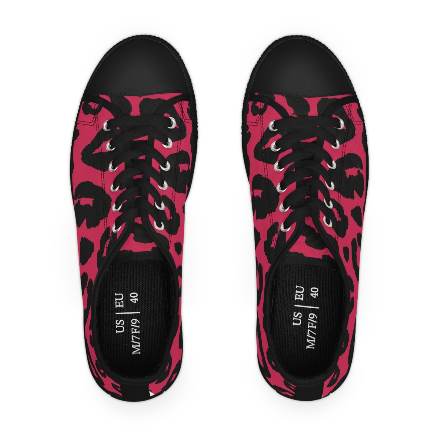 Women's Low Top Sneakers, Pink, Black, Leopard