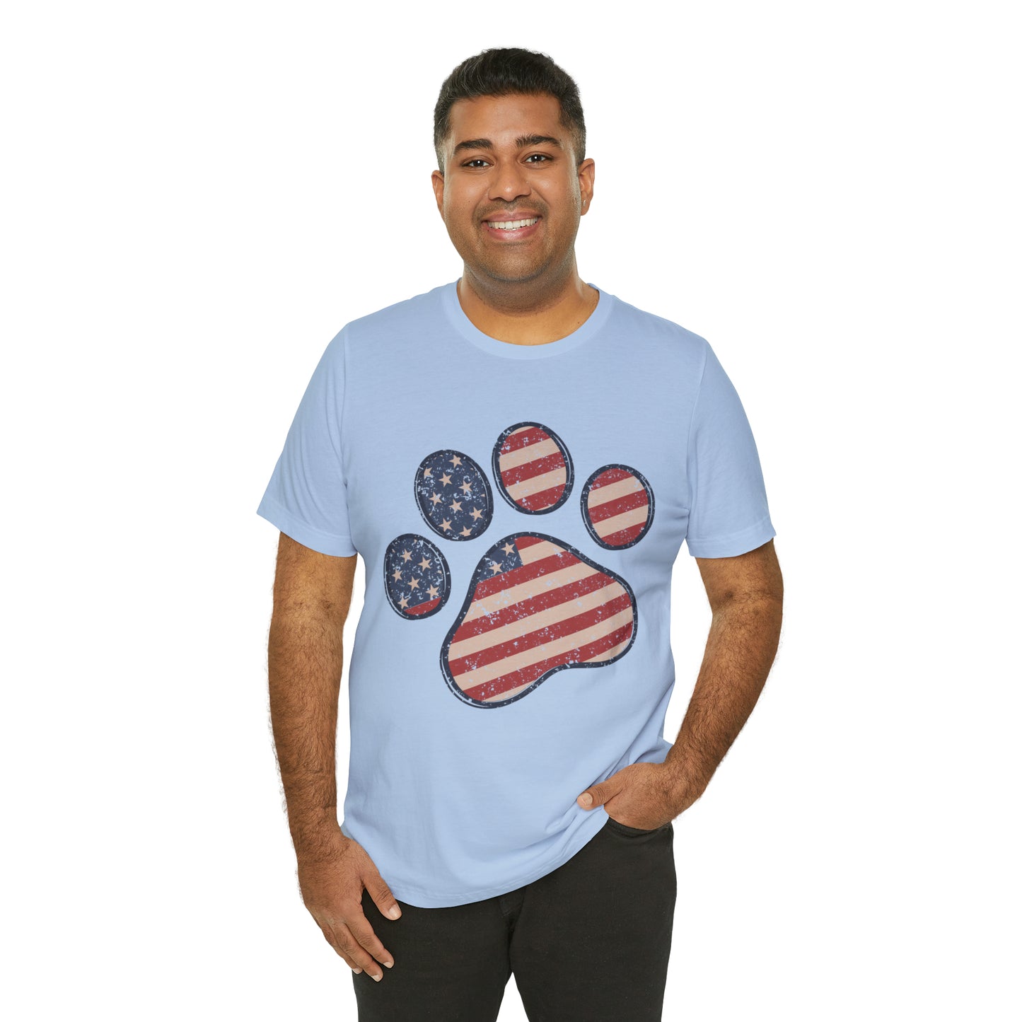 4th of July Pawprint Unisex Jersey Short Sleeve Tee Patriotic American Flag