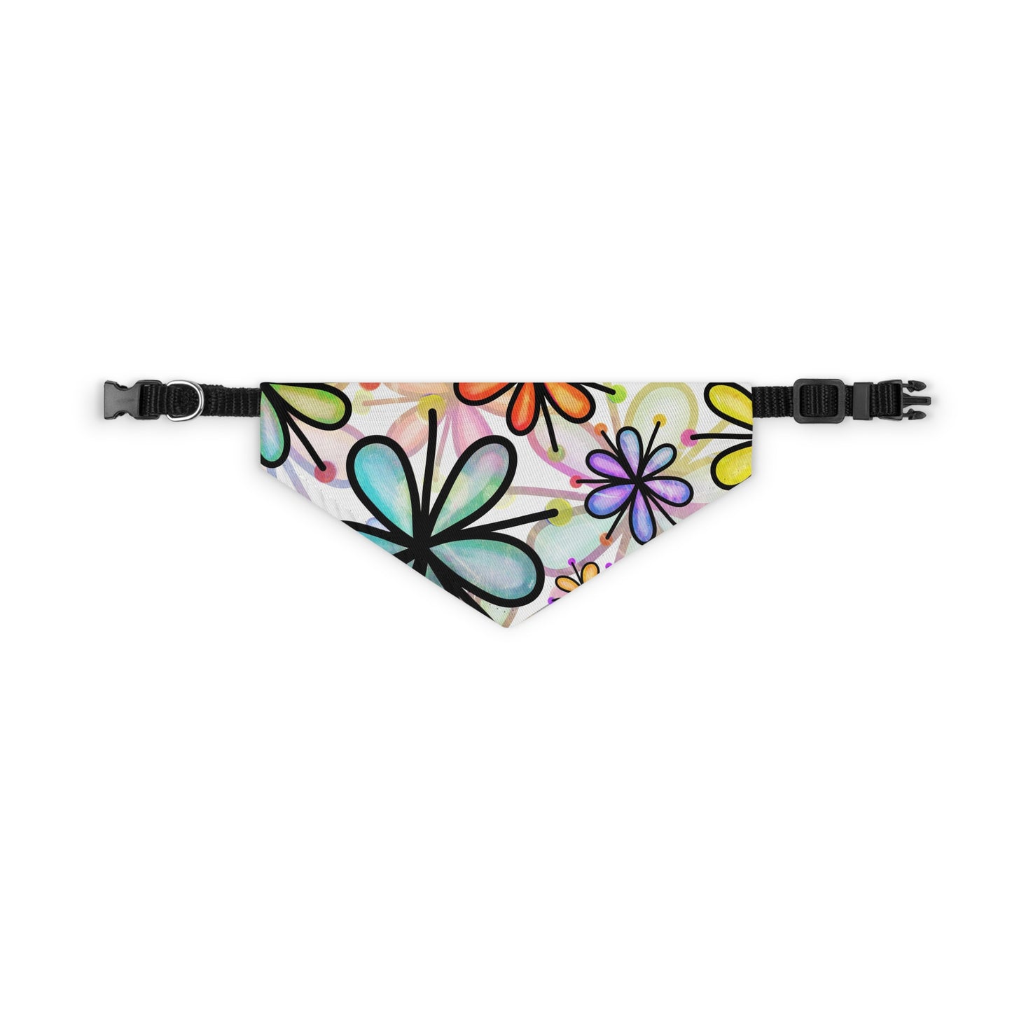 Retro Multicolor Flower Pet Bandana Collar