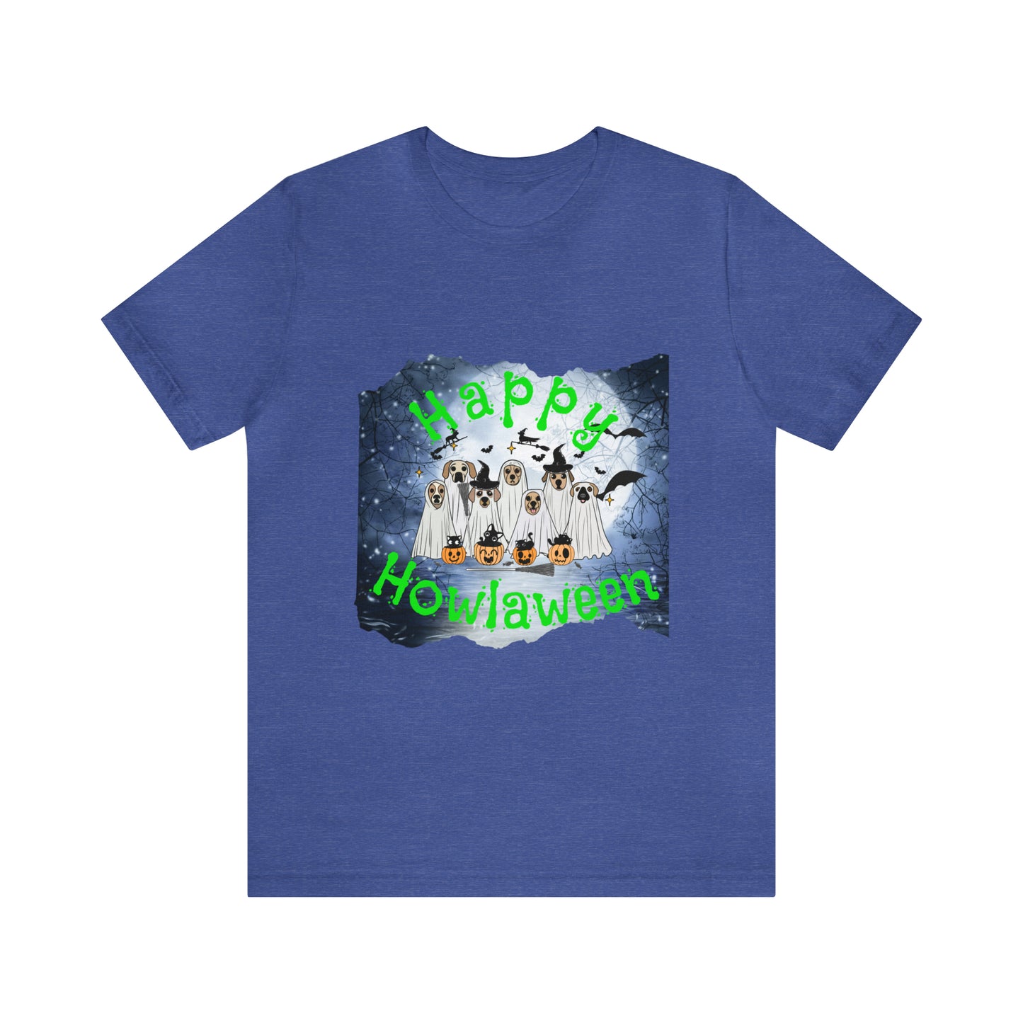 Happy Howlaween Dog Green Short Sleeve Tee, Halloween shirt