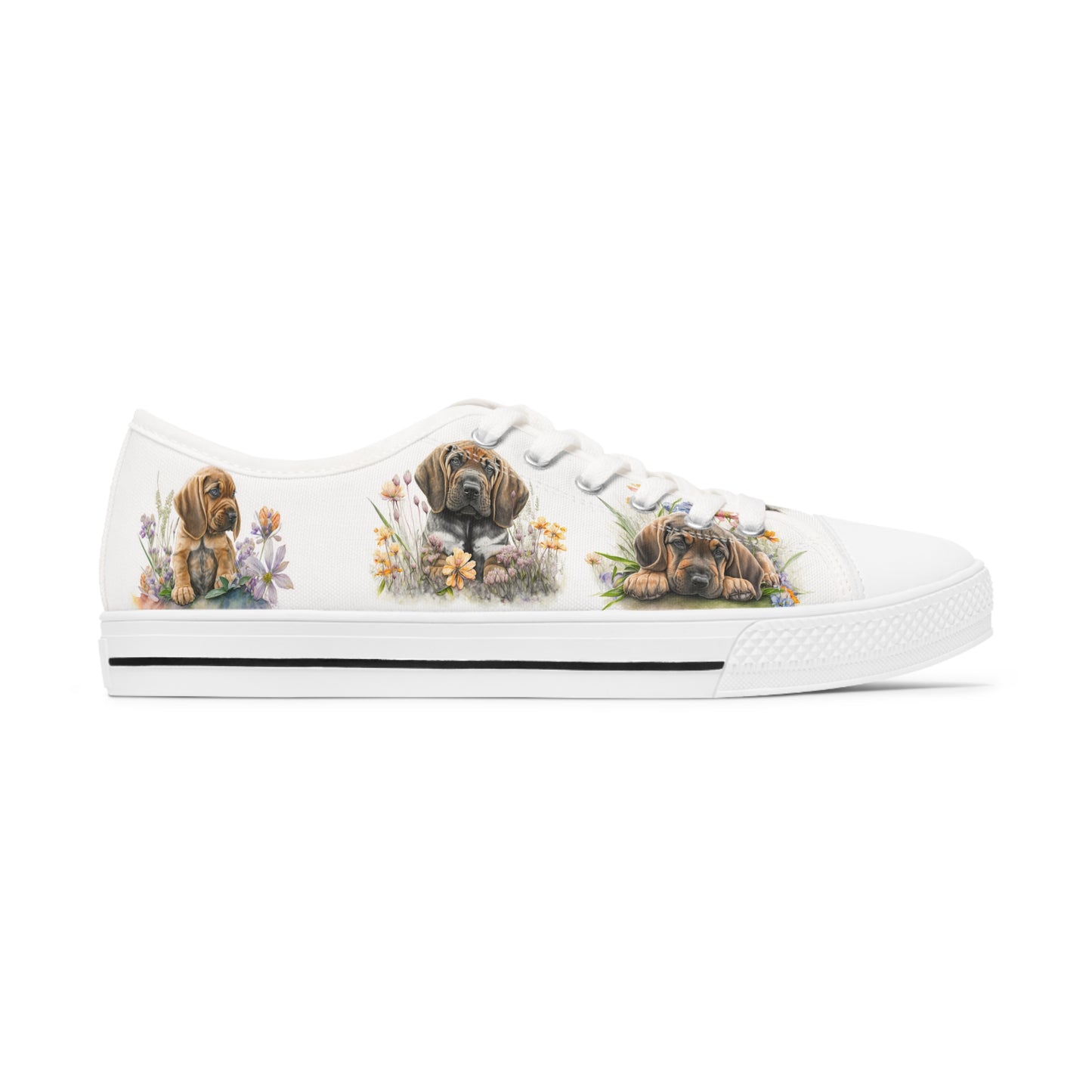 Women's Low Top Sneakers, Bloodhound, Puppy