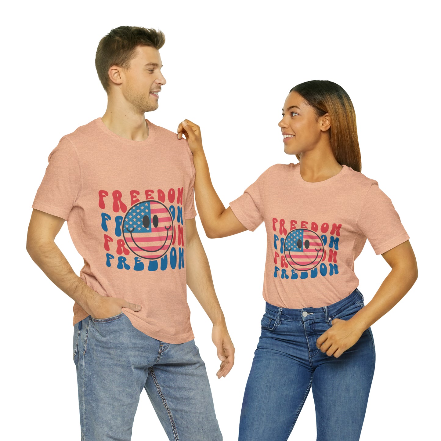 Freedom Smiley Face Flag Unisex Jersey Short Sleeve Tee Patriotic American Flag