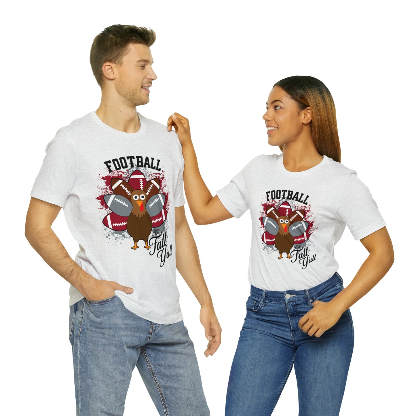 Custom Crimson and Gray Football and Fall Short Sleeve Tee, Football and turkey shirt, Alabama