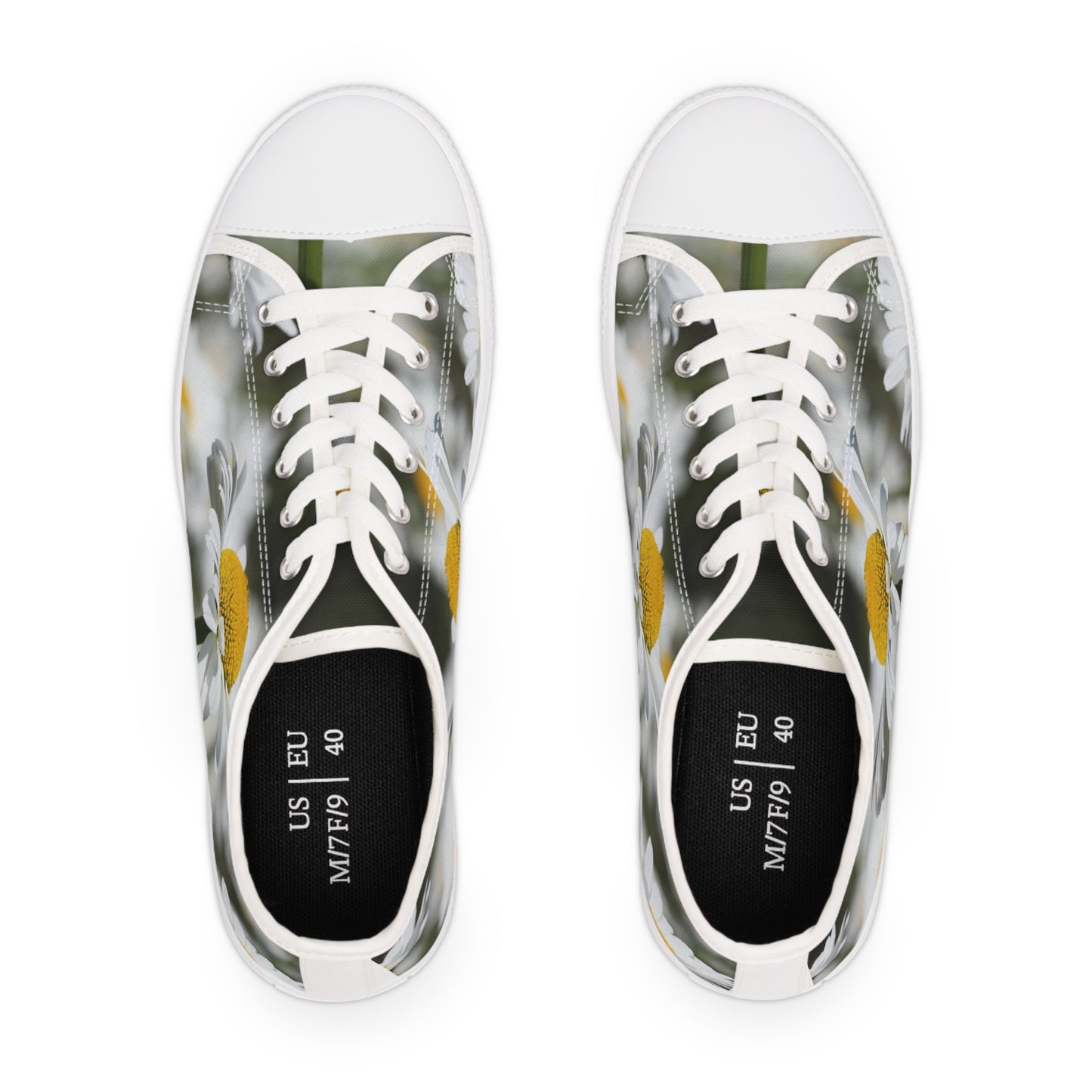 Women's Low Top Sneakers, Daisies