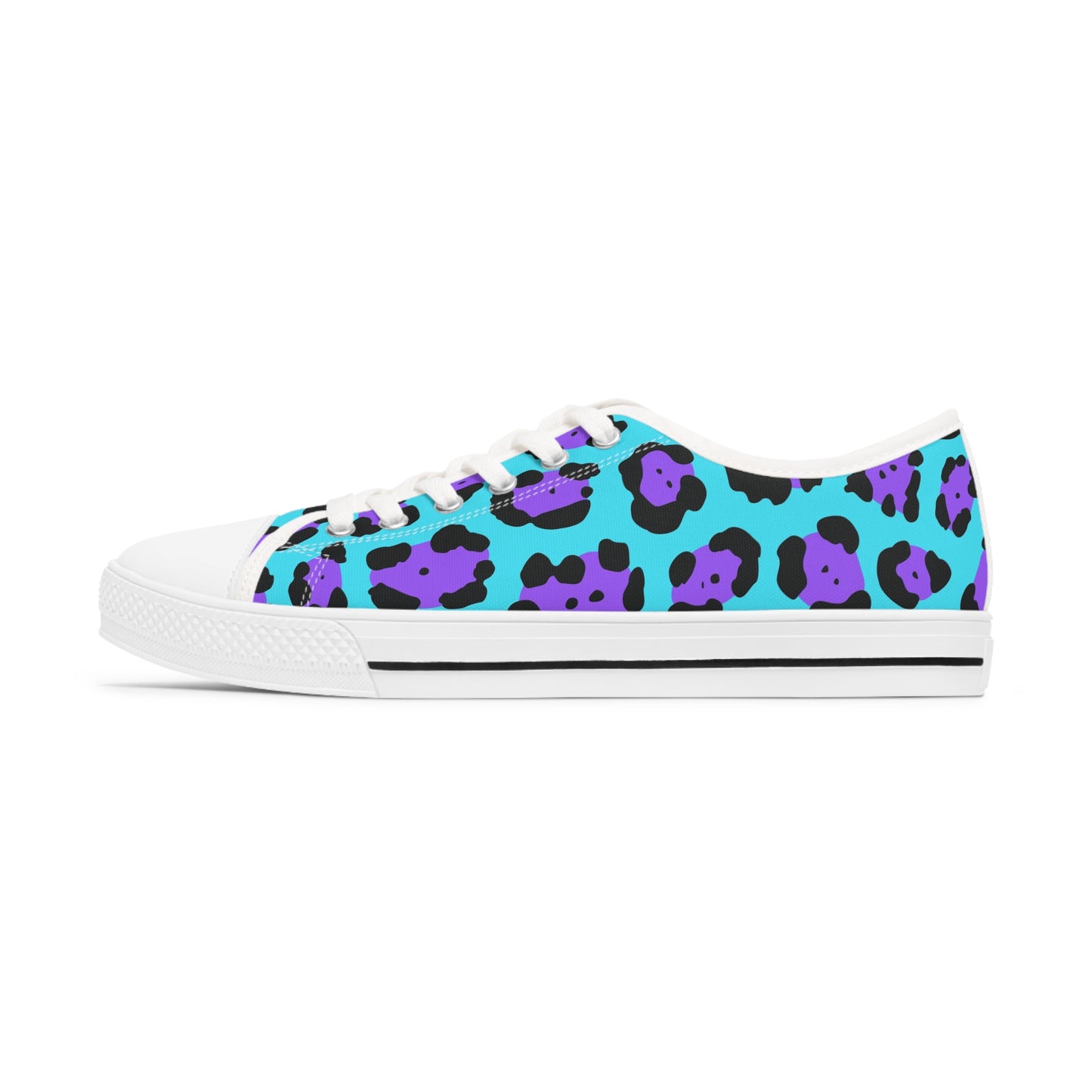 Women's Low Top Sneakers, aqua, Purple Leopard