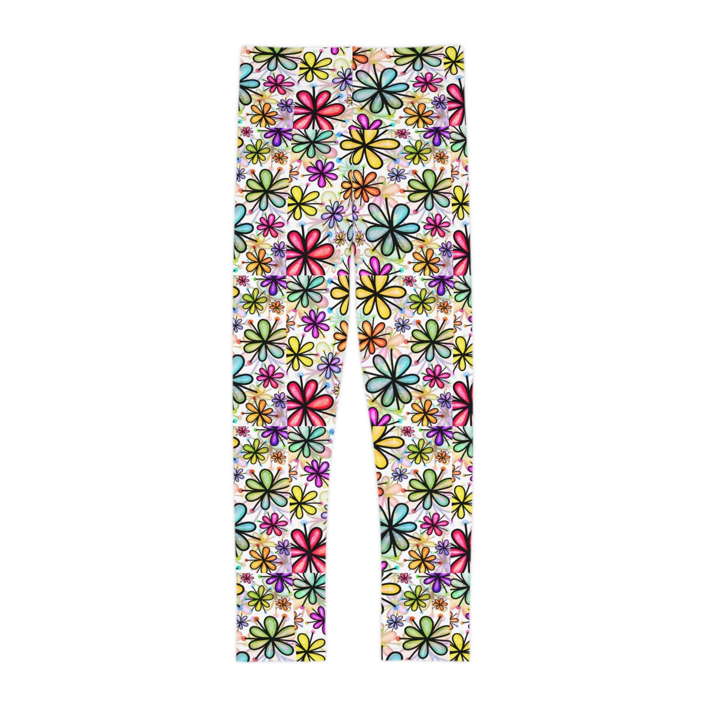 Girl's colorful daisy leggings.