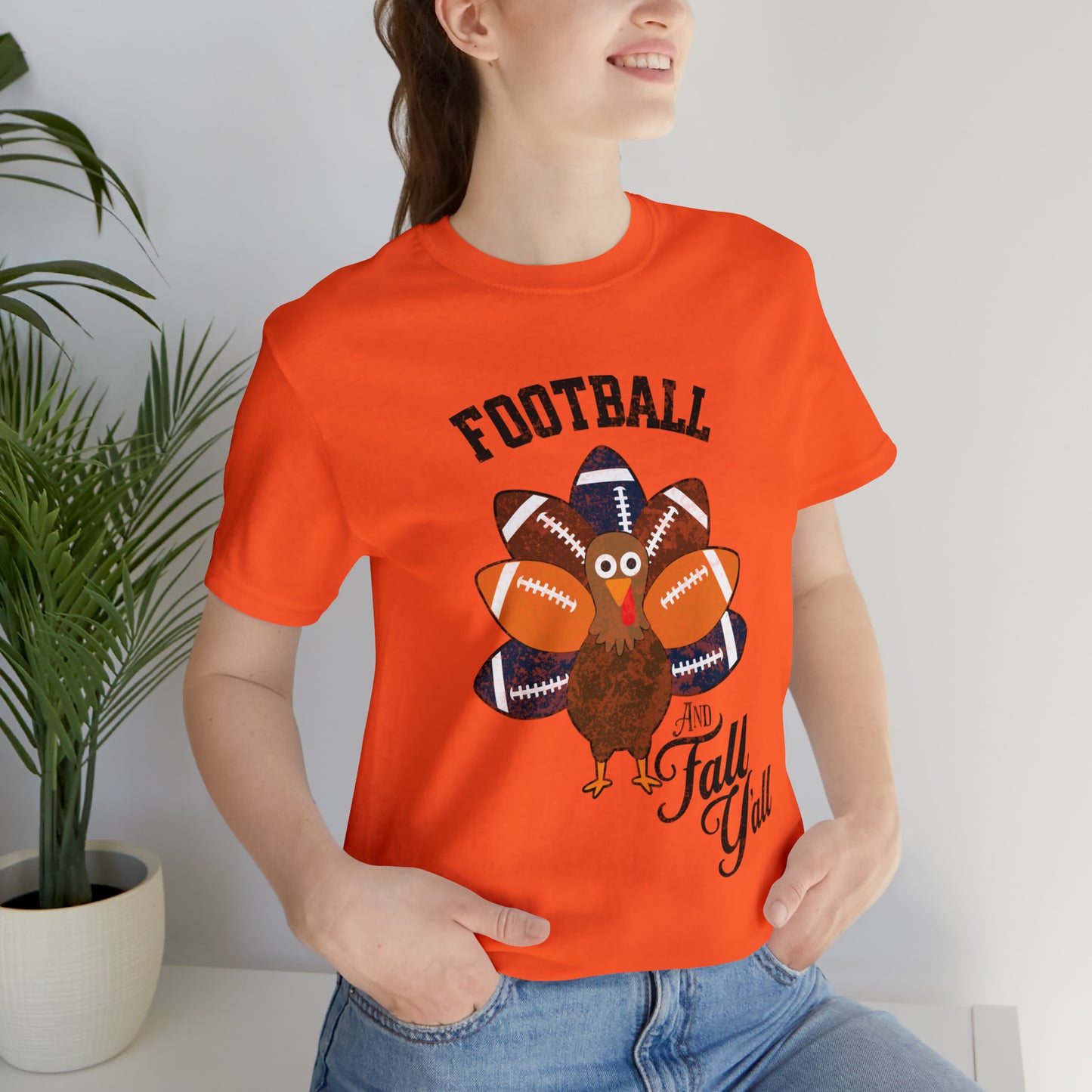 Vintage Dark Blue and Orange Football and Fall Short Sleeve Tee, Football and turkey shirt, Auburn