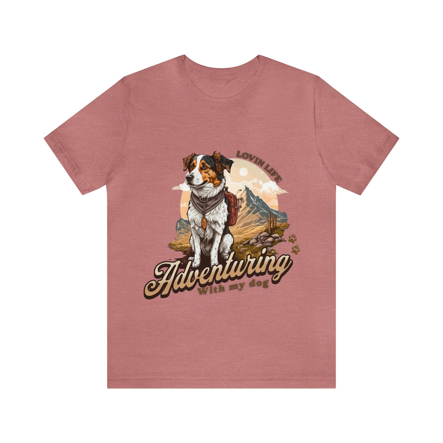 Adventuring with my Dog Short Sleeve Tee, Vintage Outdoor theme