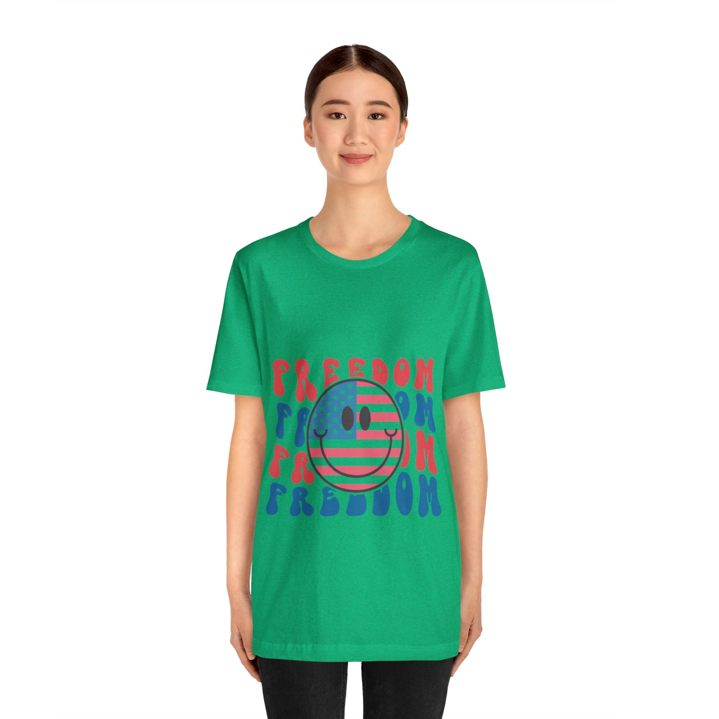 Freedom Smiley Face Flag Unisex Jersey Short Sleeve Tee Patriotic American Flag