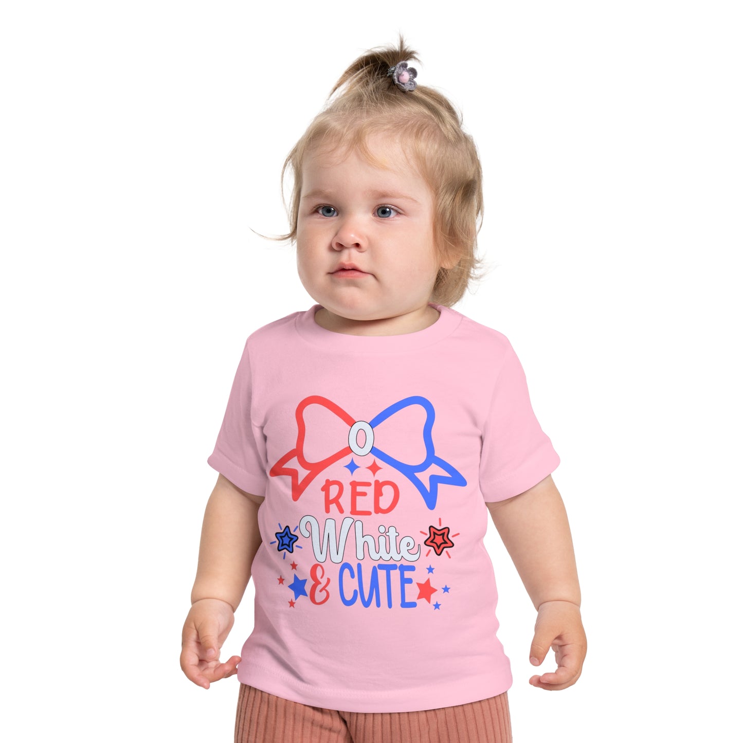 Red White and Cute 4th of July Baby Short Sleeve T-Shirt Patriotic