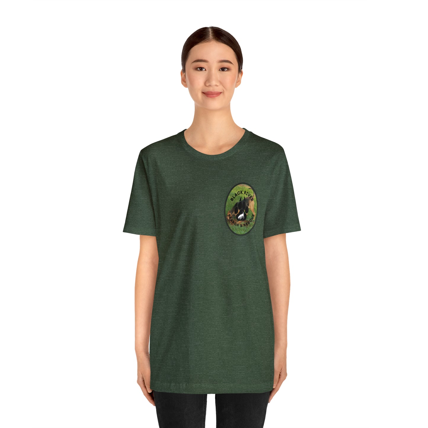 Black River Search & Rescue Logo with Lucy Unisex Jersey Short Sleeve Tee