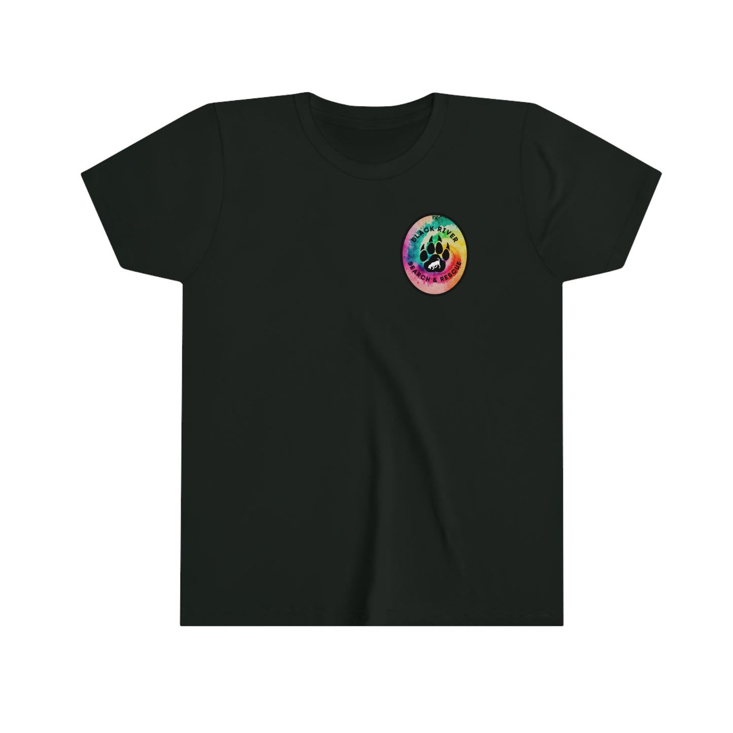 Tie Dye Black River Search & Rescue Logo Youth Short Sleeve Tee