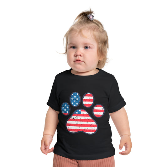 Paw Print Flag Baby Short Sleeve T-Shirt Patriotic